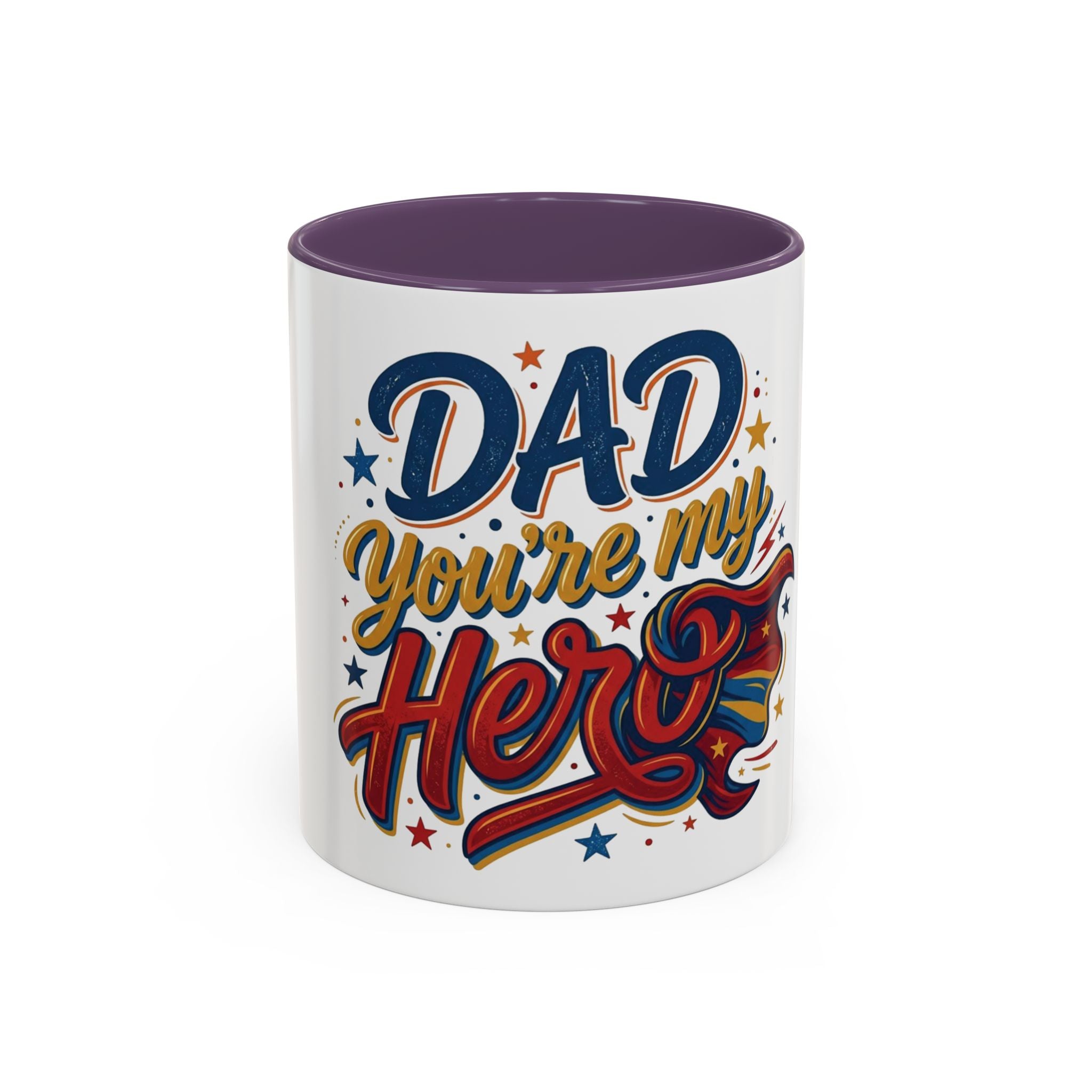 Dad You're My Hero Accent Coffee Mug — Father's Day & Birthday Gift (11/15oz)