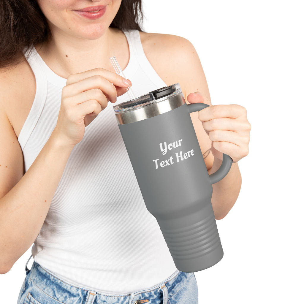 Customizable 40oz Insulated Travel Mug with Handle — Personalize Tumbler