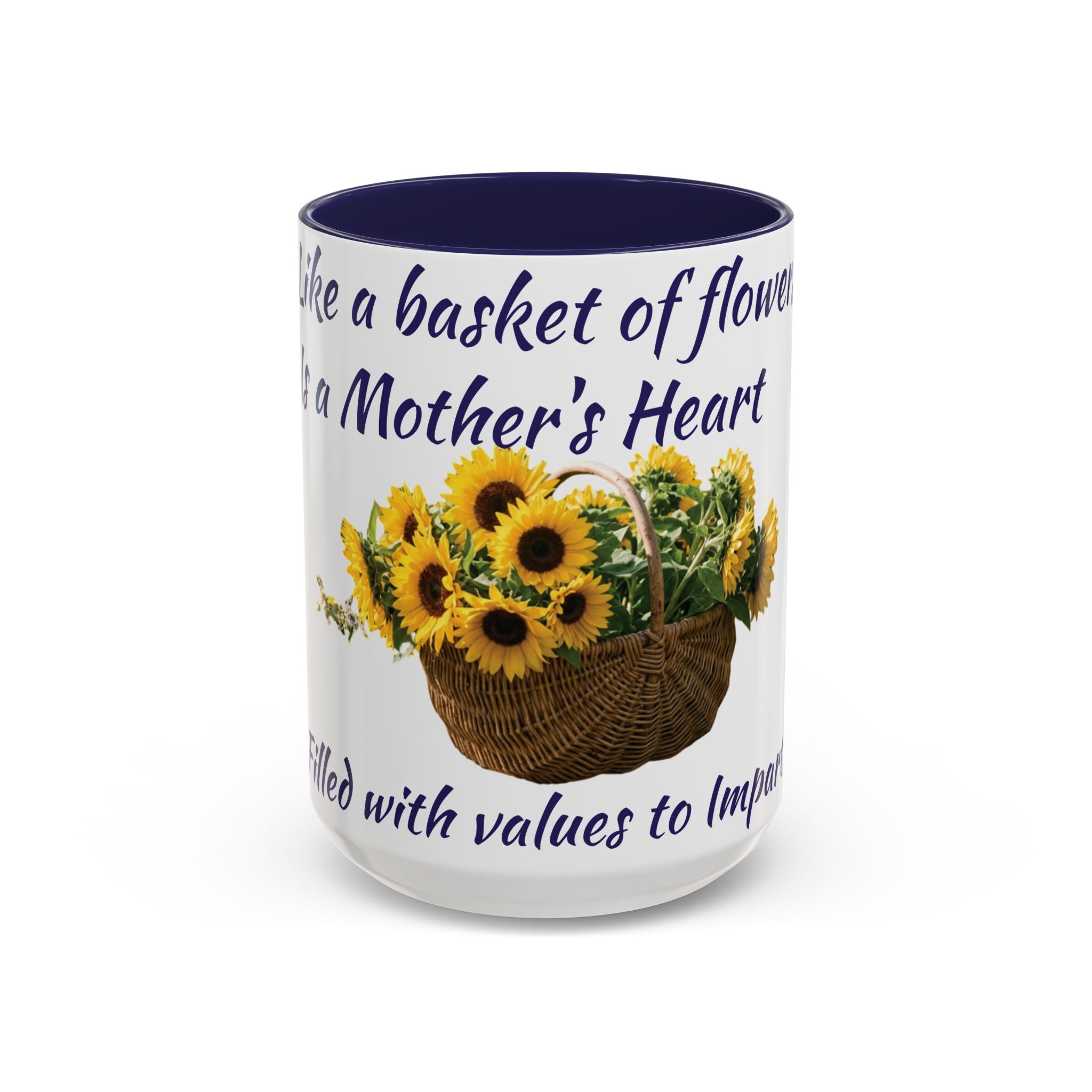 Basket of Sunflowers Mother's Heart Accent Mug — Floral Mother's Day Coffee Mug