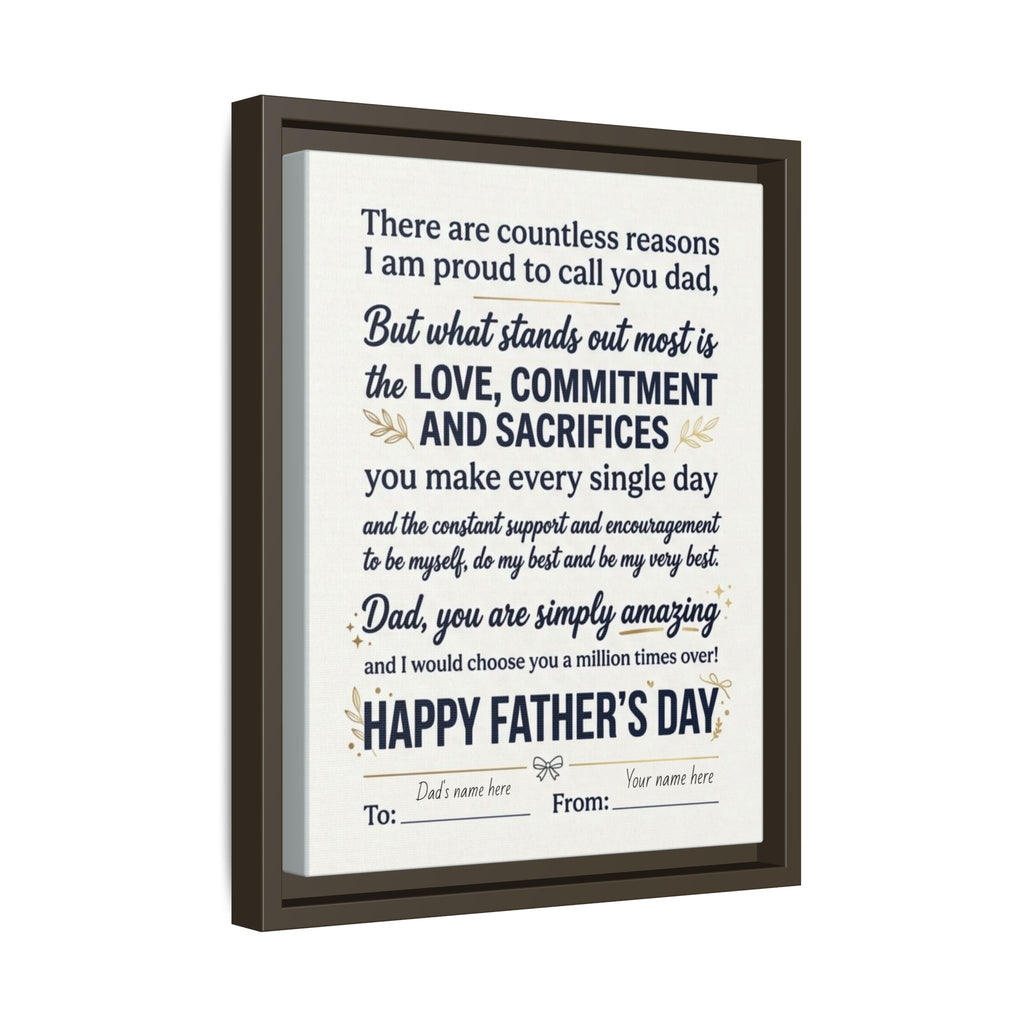 Father's Day Framed Canvas — Happy Father's Day Tribute Print (Personalize To/From)