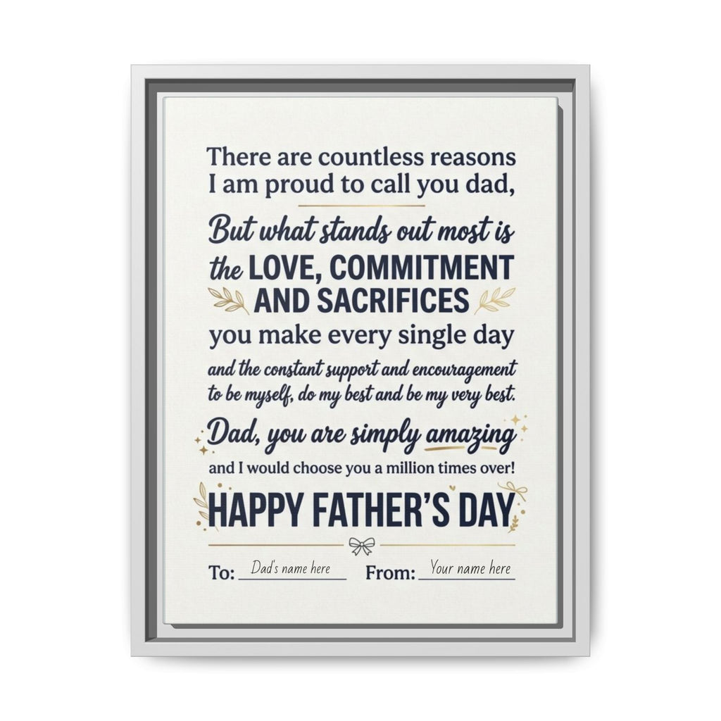 Father's Day Framed Canvas — Happy Father's Day Tribute Print (Personalize To/From)