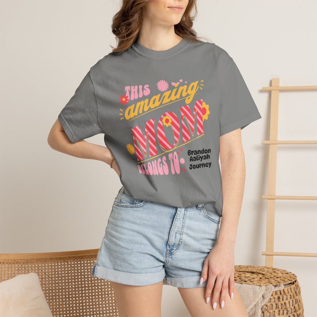 Personalized "This Amazing Mom Belongs To" T-Shirt — Custom Kids' Names (Mother's Day Gift)