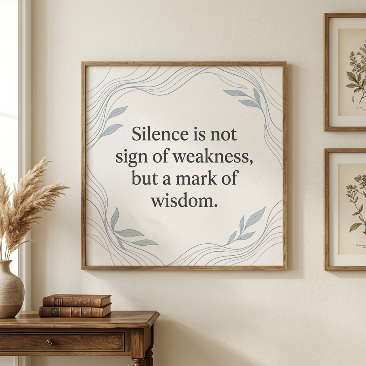 Framed Matte Canvas Wall Art — "Silence is Not Sign of Weakness, But a Mark of Wisdom" Inspirational Quote
