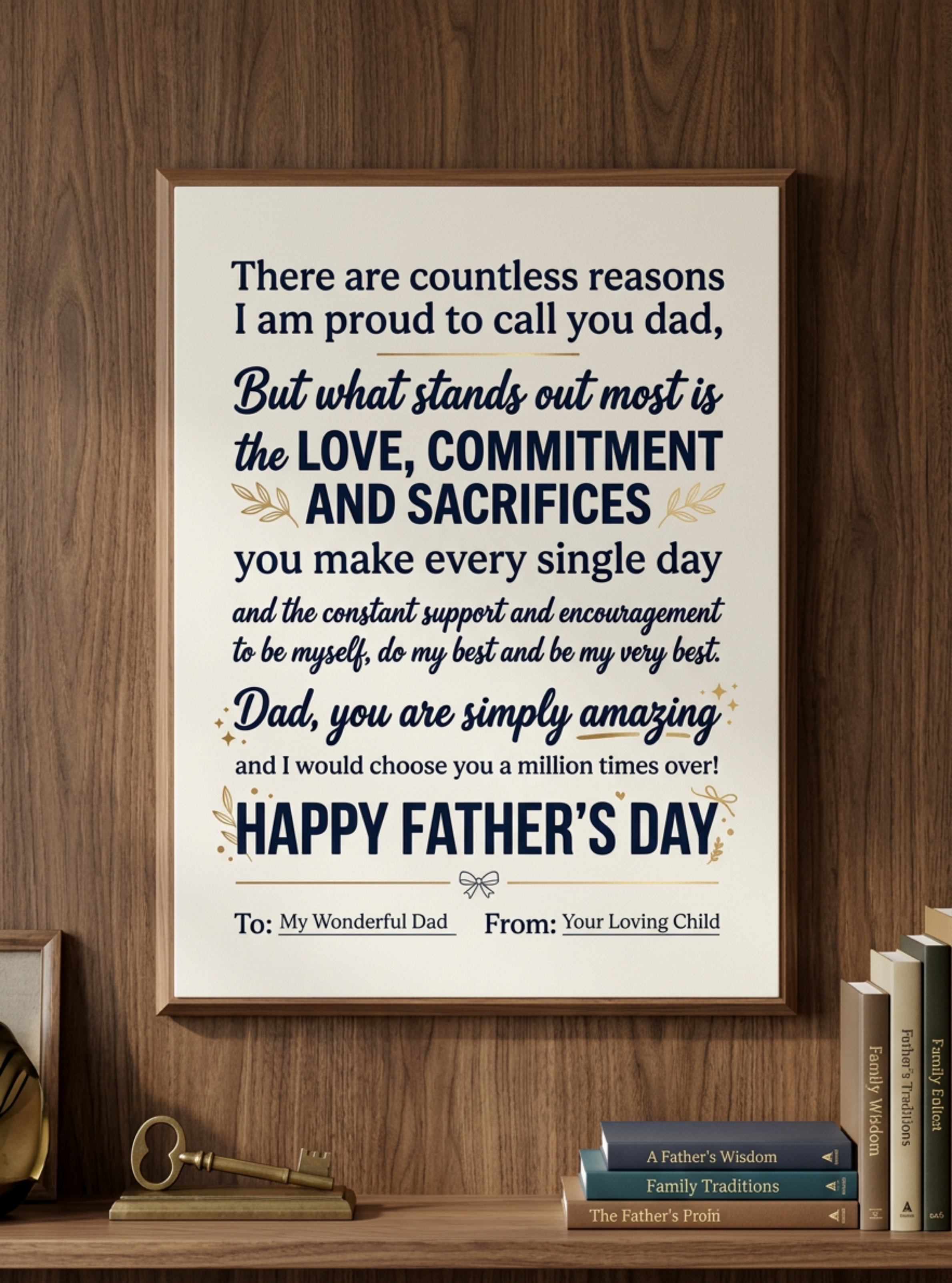 Father's Day Framed Canvas — Happy Father's Day Tribute Print (Personalize To/From)