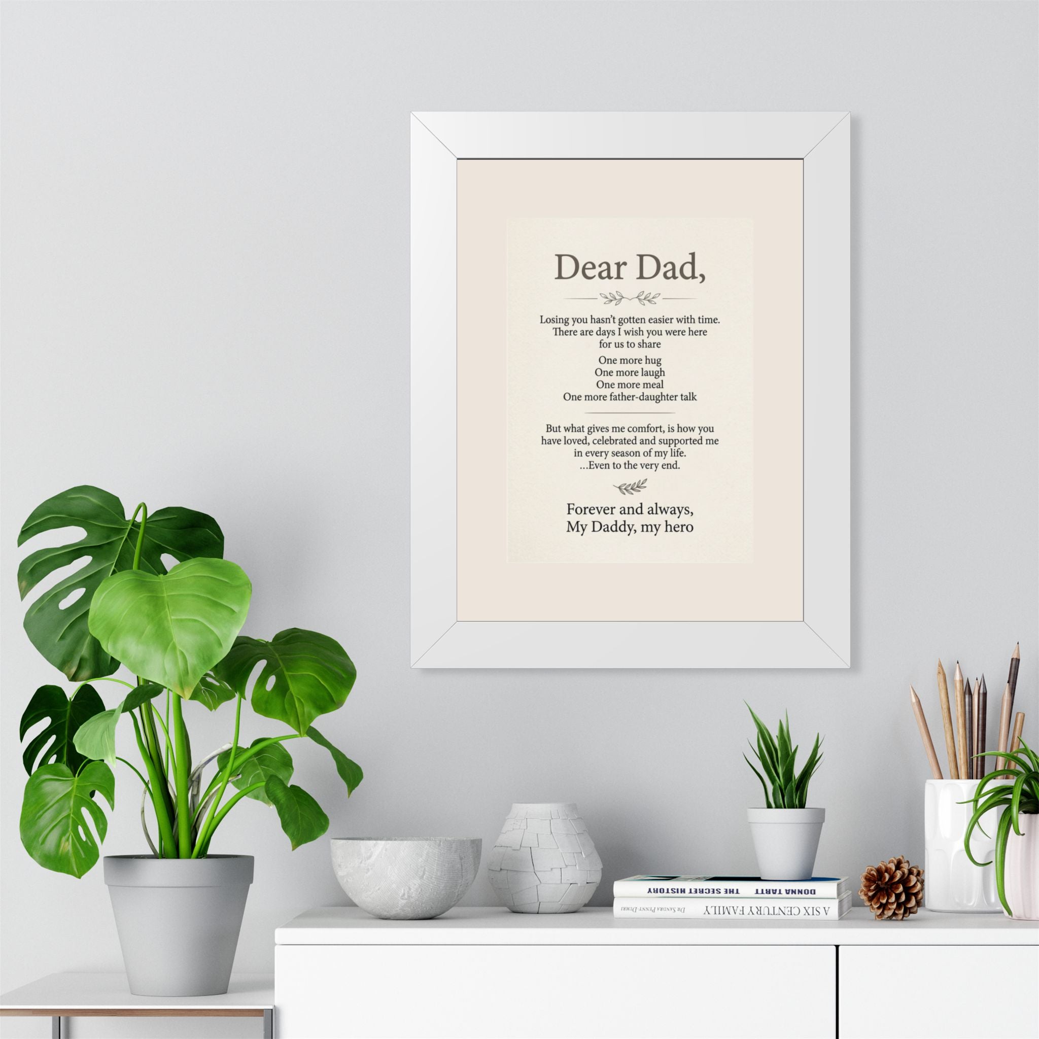Dear Dad Memorial Framed Poster — Tribute Remembrance Wall Art
