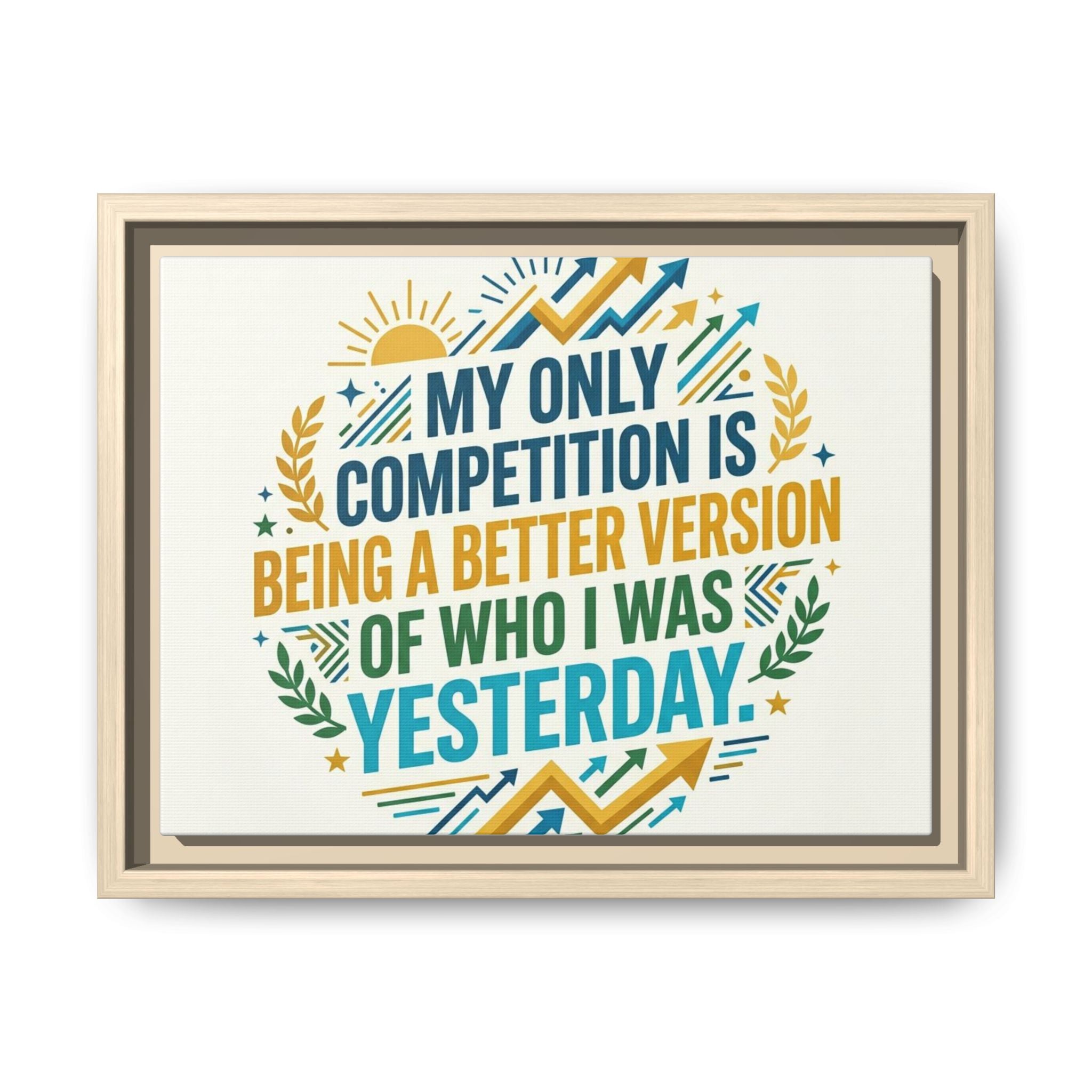 Framed Motivational Canvas - "My Only Competition Is Being a Better Version of Who I Was Yesterday"