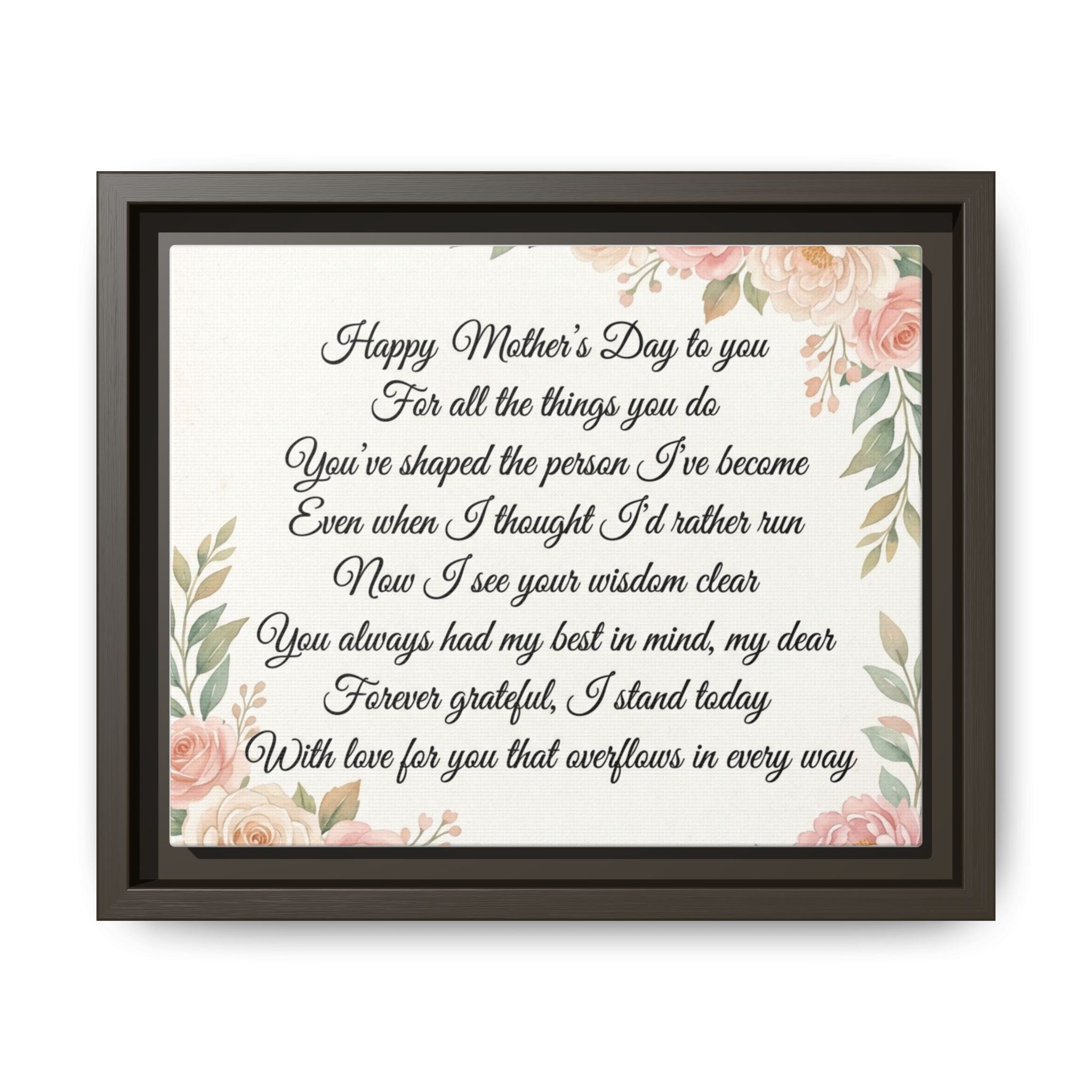 Mother's Day Poem Matte Canvas — Happy Mother's Day Framed Wall Art