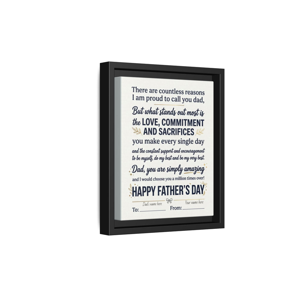 Father's Day Framed Canvas — Happy Father's Day Tribute Print (Personalize To/From)