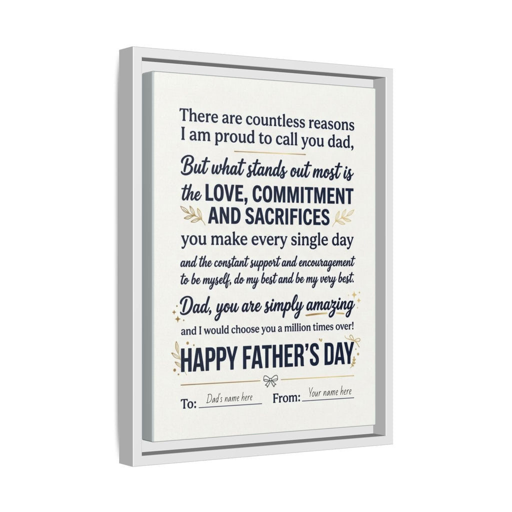 Father's Day Framed Canvas — Happy Father's Day Tribute Print (Personalize To/From)