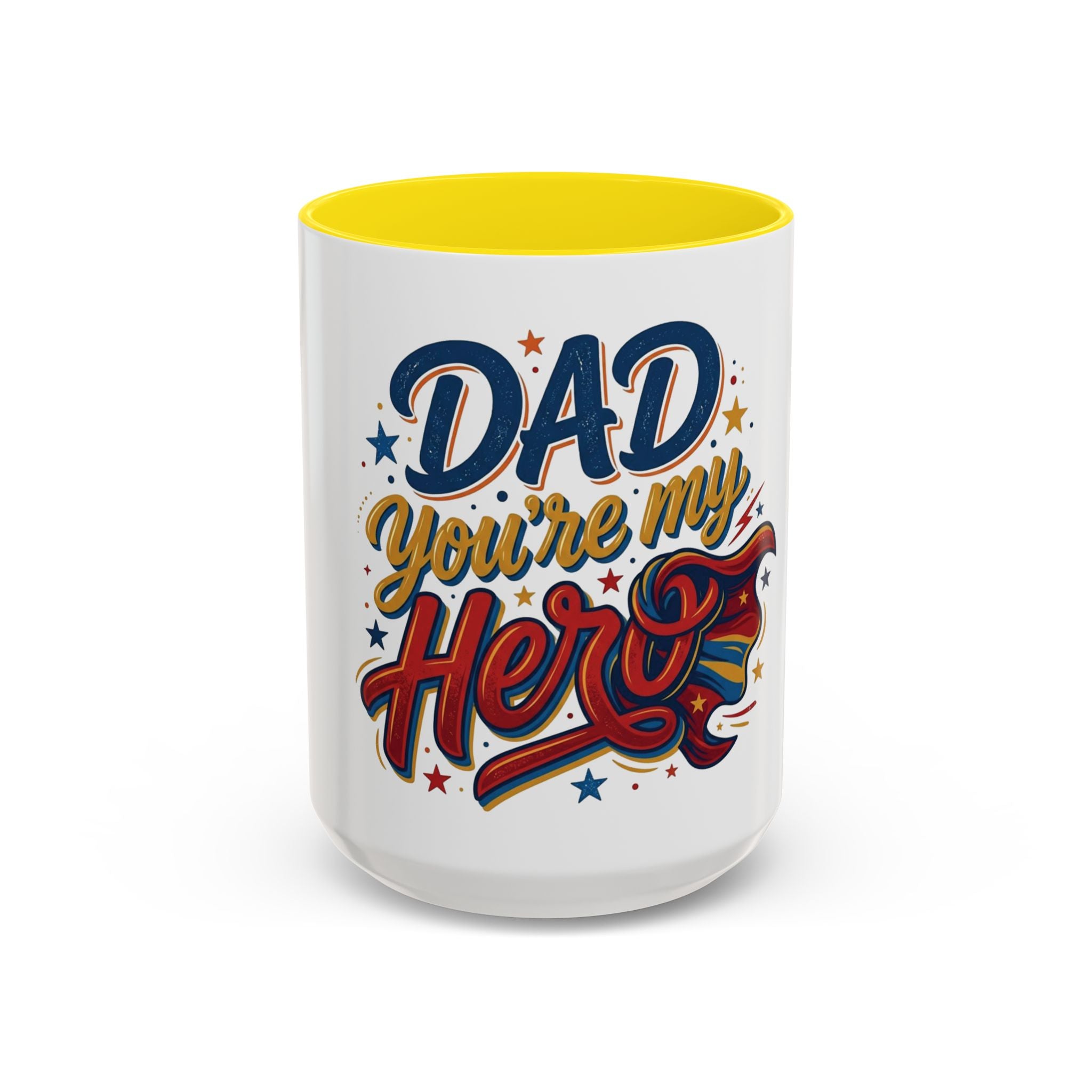 Dad You're My Hero Accent Coffee Mug — Father's Day & Birthday Gift (11/15oz)