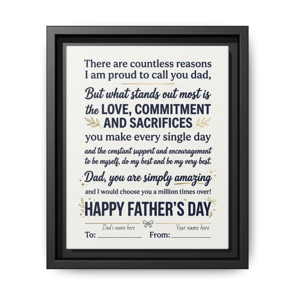 Father's Day Framed Canvas — Happy Father's Day Tribute Print (Personalize To/From)