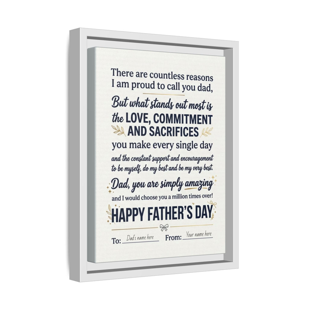 Father's Day Framed Canvas — Happy Father's Day Tribute Print (Personalize To/From)