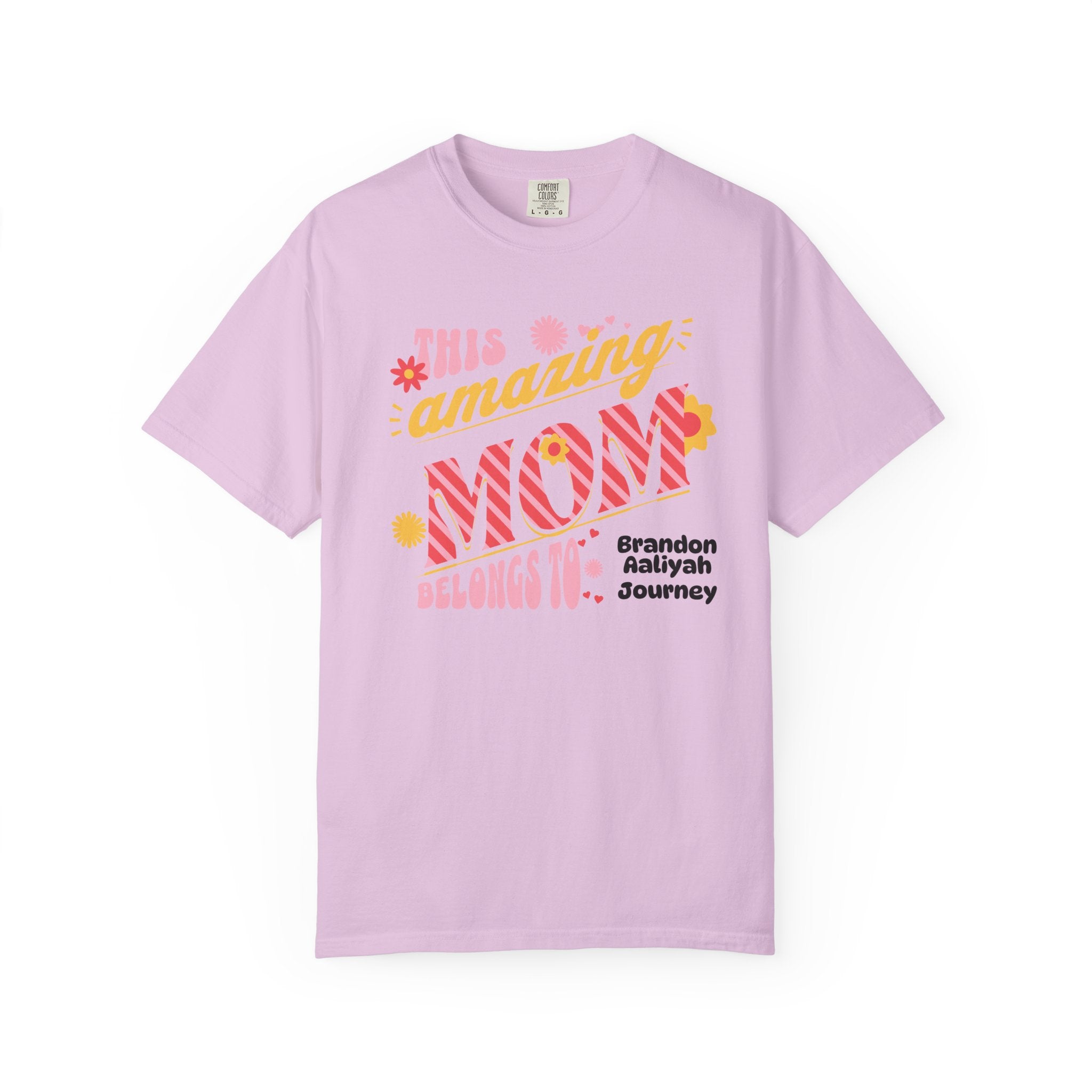 Personalized "This Amazing Mom Belongs To" T-Shirt — Custom Kids' Names (Mother's Day Gift)