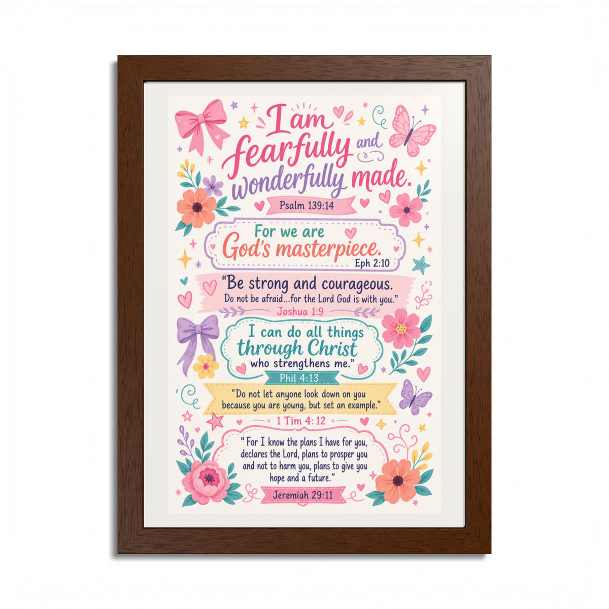 Christian Inspirational Framed Poster — Scripture Wall Art