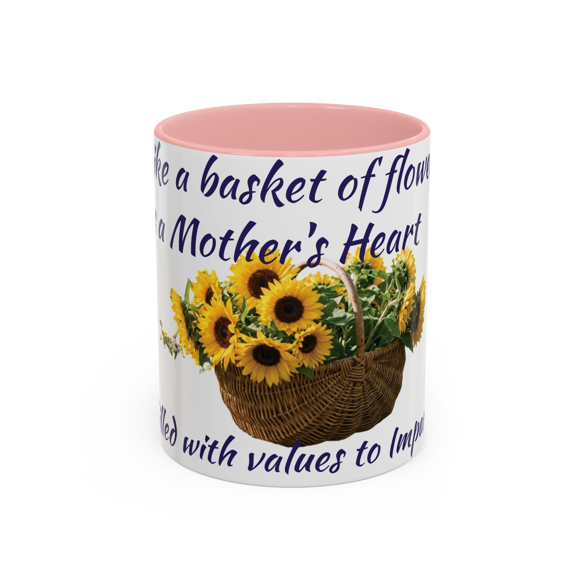 Basket of Sunflowers Mother's Heart Accent Mug — Floral Mother's Day Coffee Mug