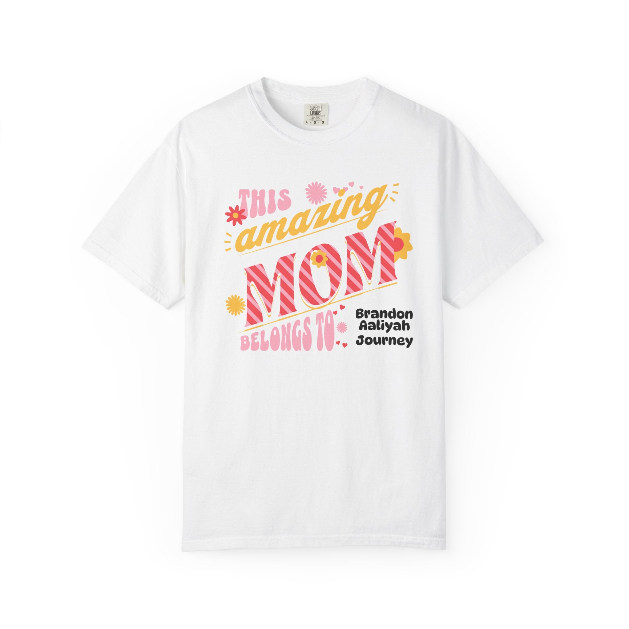 Personalized "This Amazing Mom Belongs To" T-Shirt — Custom Kids' Names (Mother's Day Gift)