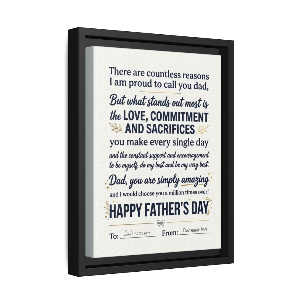 Father's Day Framed Canvas — Happy Father's Day Tribute Print (Personalize To/From)