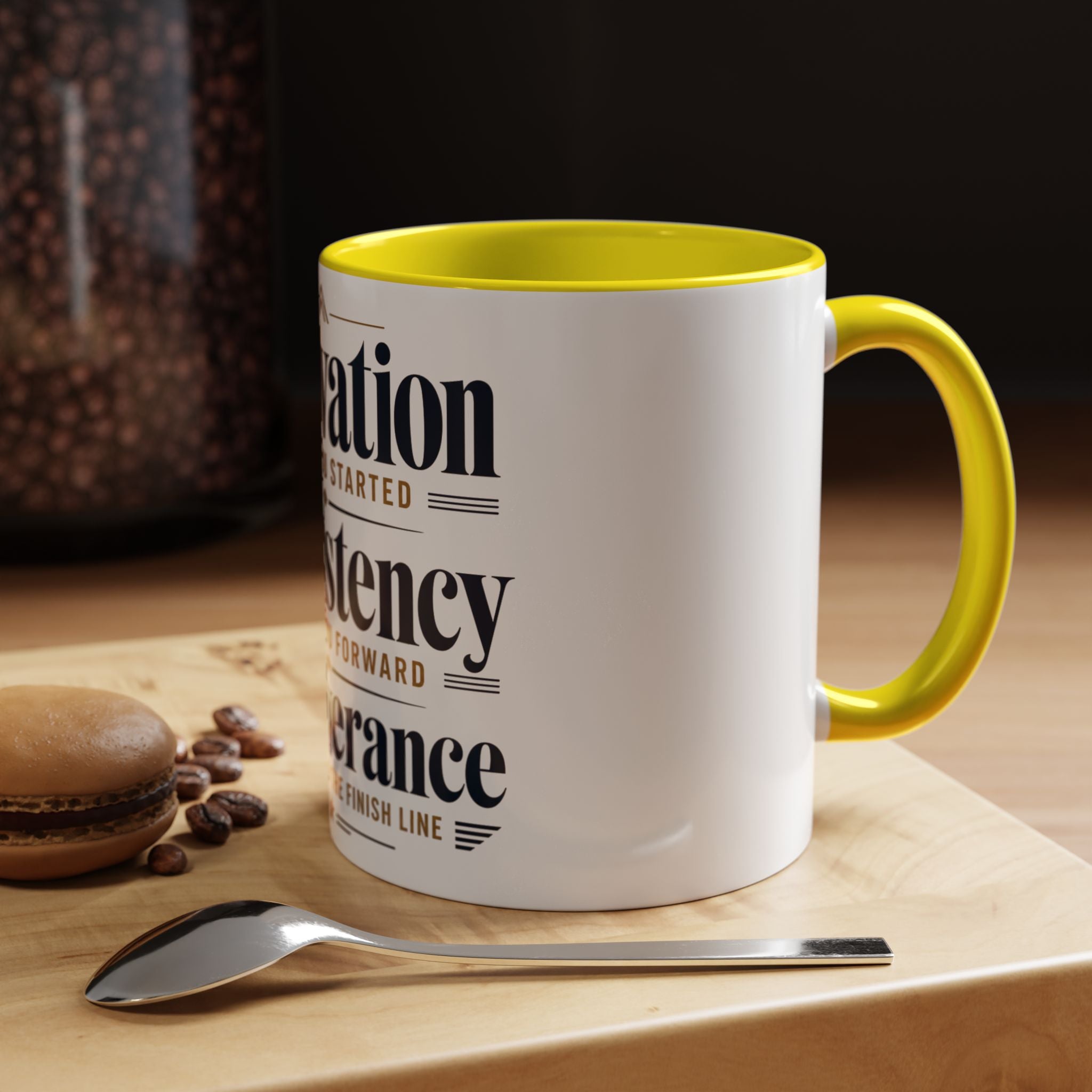 Motivation Consistency Perseverance Accent Coffee Mug — Inspirational Office Coffee Cup (11/15 oz)