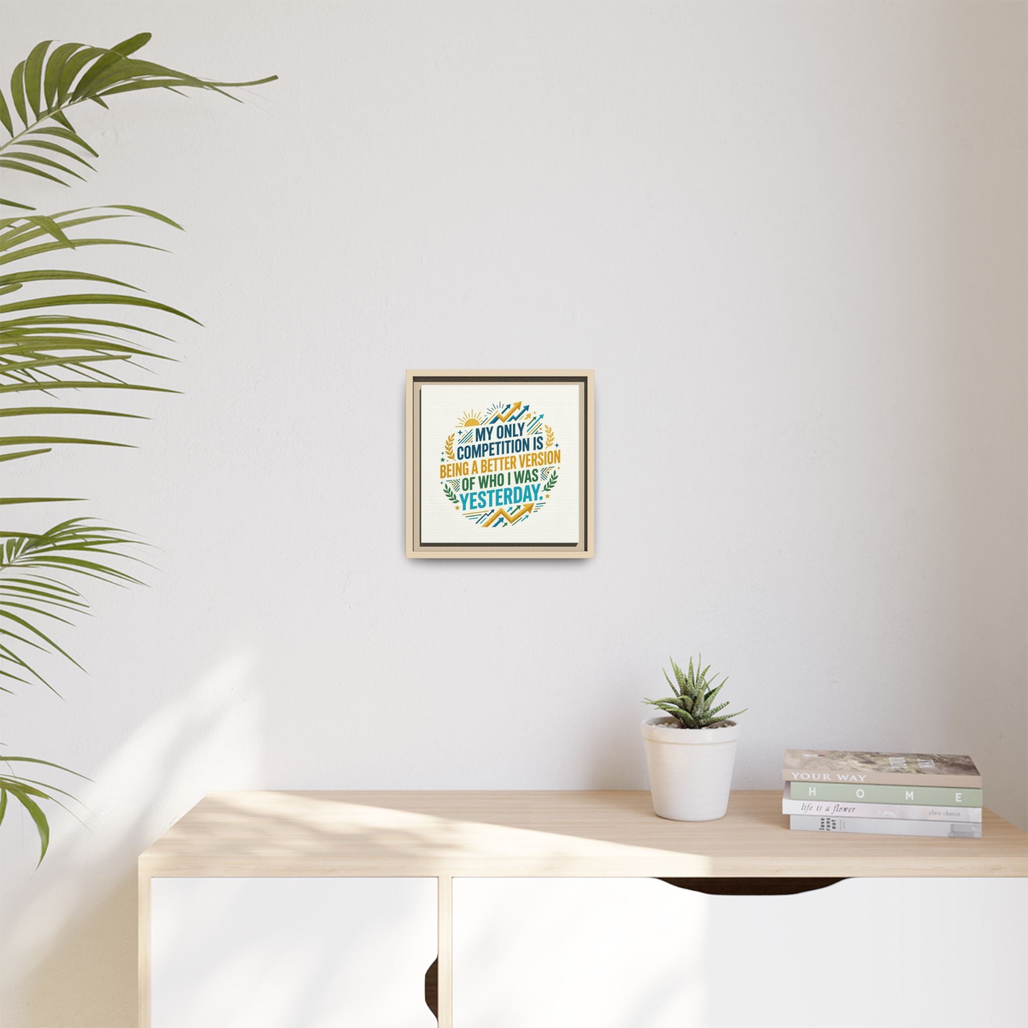 Framed Motivational Canvas - "My Only Competition Is Being a Better Version of Who I Was Yesterday"