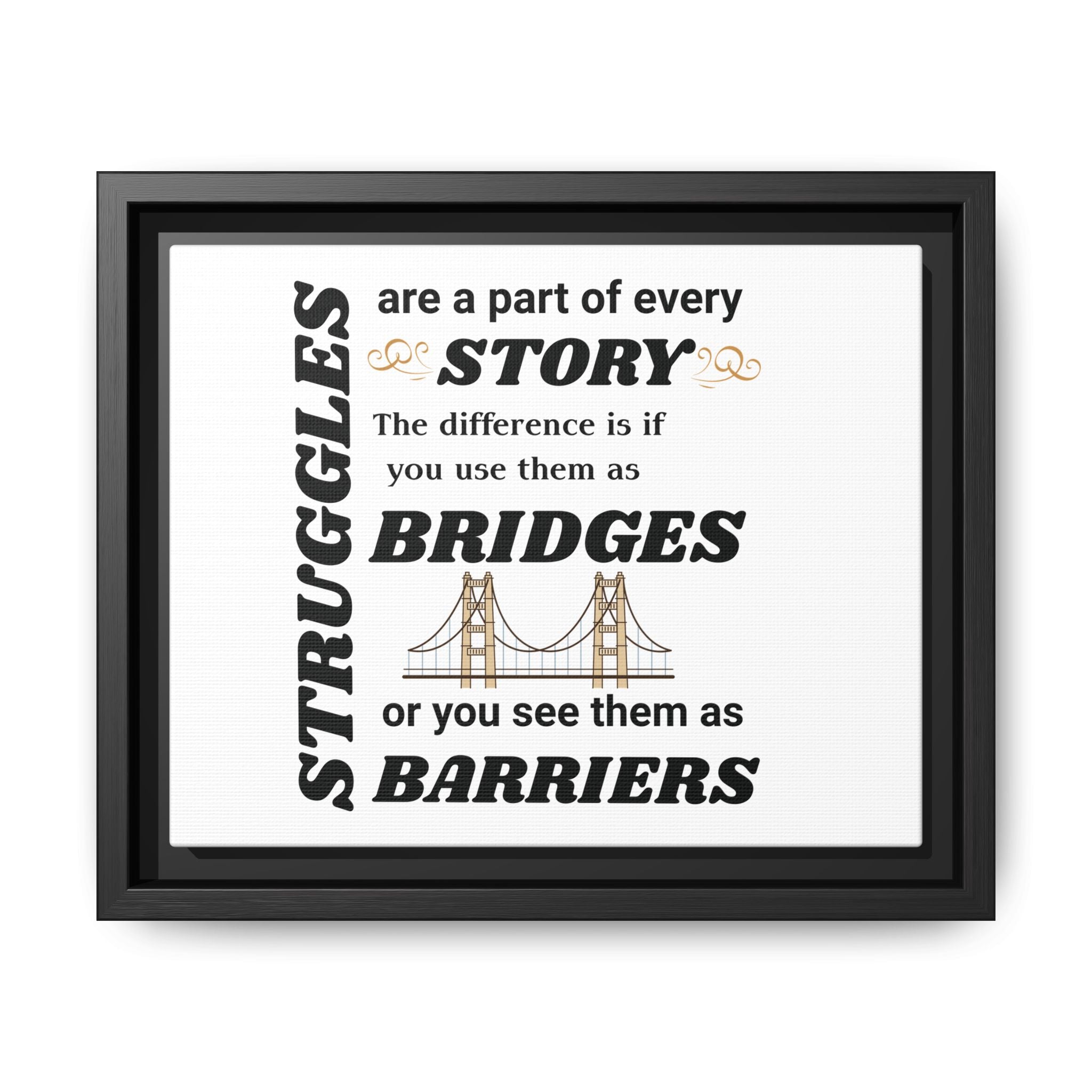 Motivational Framed Canvas — “Struggles Are a Part of Every Story” Wall Art