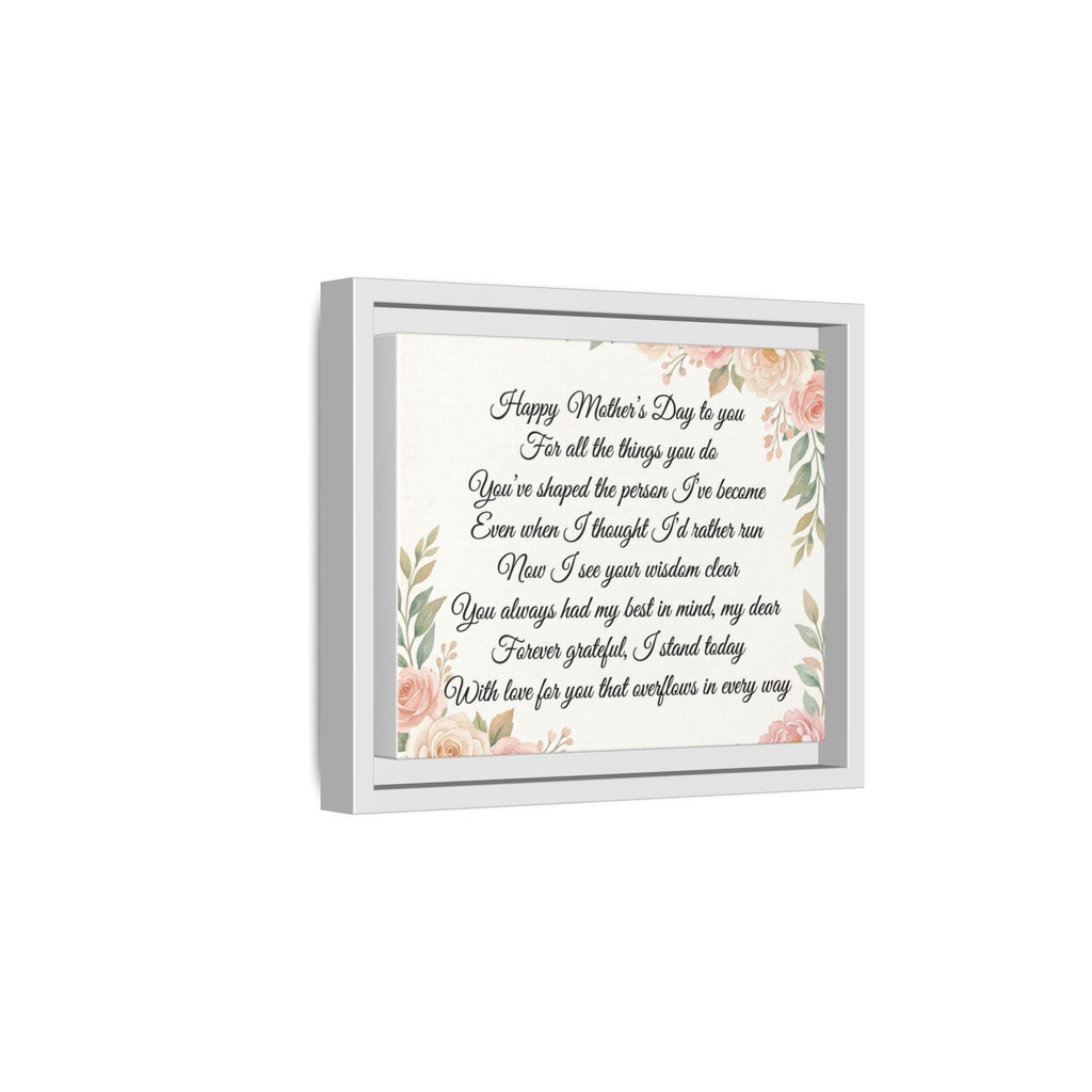 Mother's Day Poem Matte Canvas — Happy Mother's Day Framed Wall Art