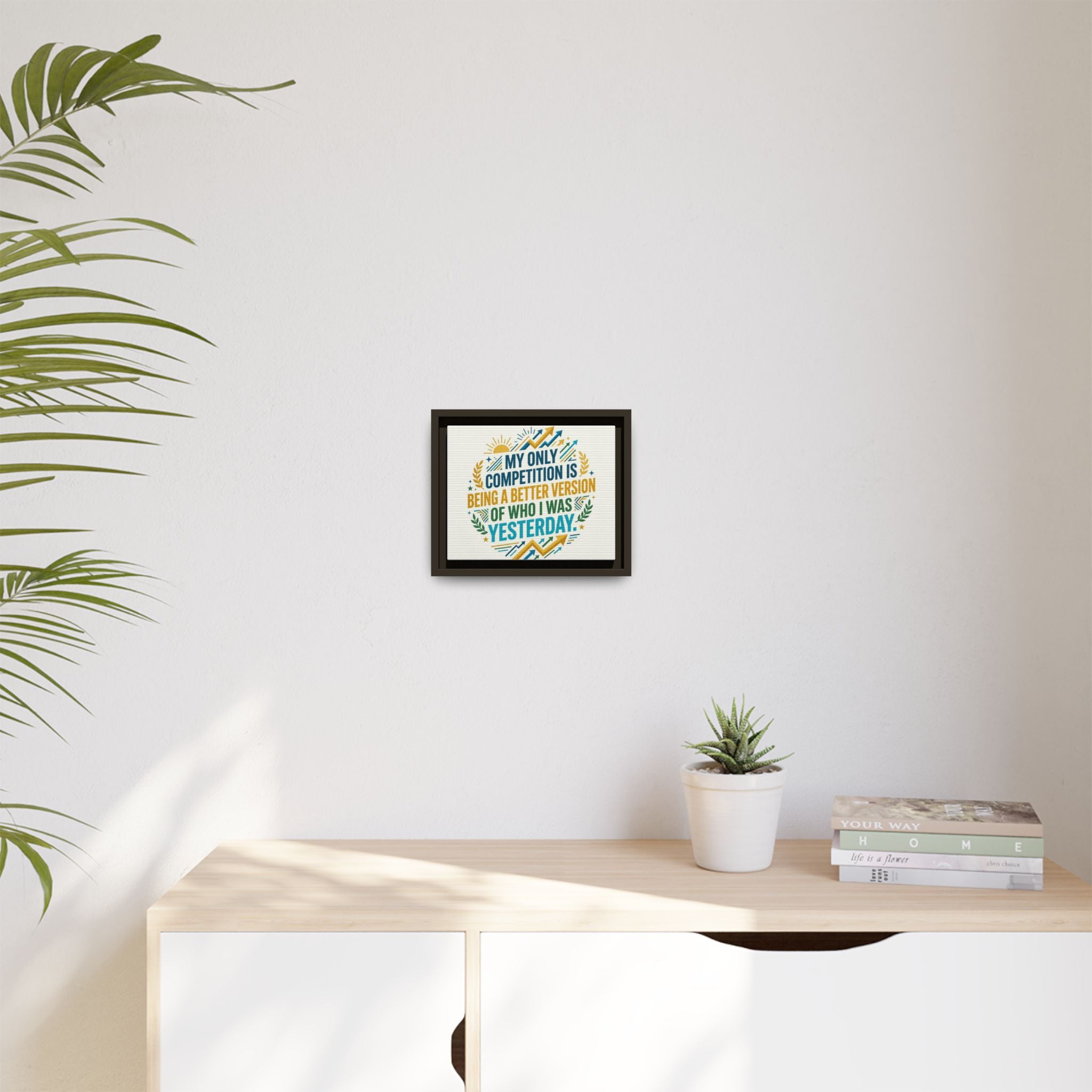 Framed Motivational Canvas - "My Only Competition Is Being a Better Version of Who I Was Yesterday"