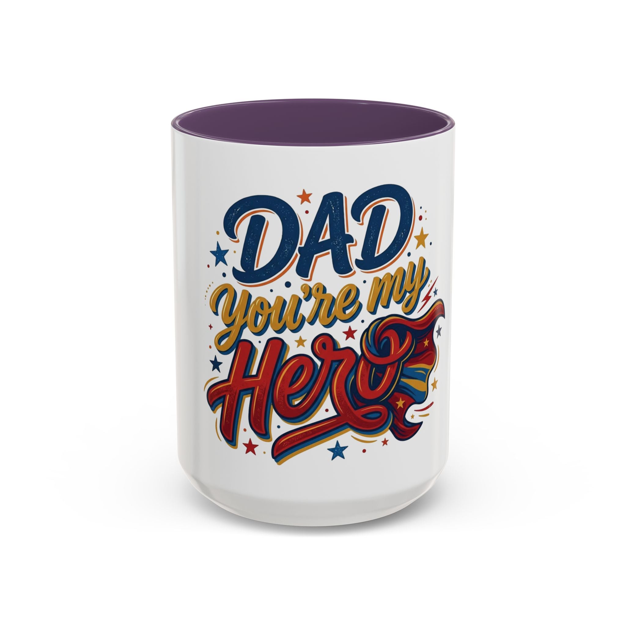 Dad You're My Hero Accent Coffee Mug — Father's Day & Birthday Gift (11/15oz)