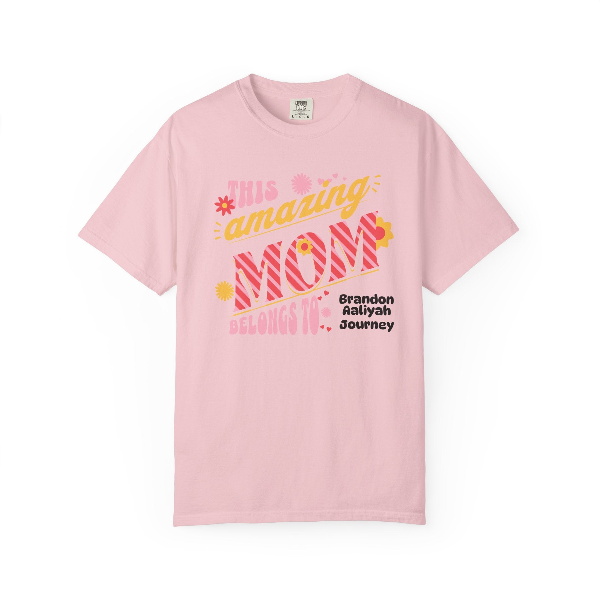Personalized "This Amazing Mom Belongs To" T-Shirt — Custom Kids' Names (Mother's Day Gift)