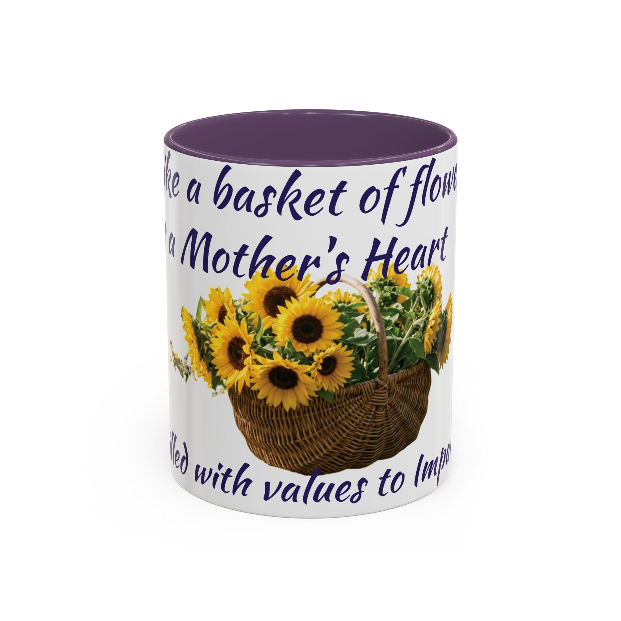 Basket of Sunflowers Mother's Heart Accent Mug — Floral Mother's Day Coffee Mug