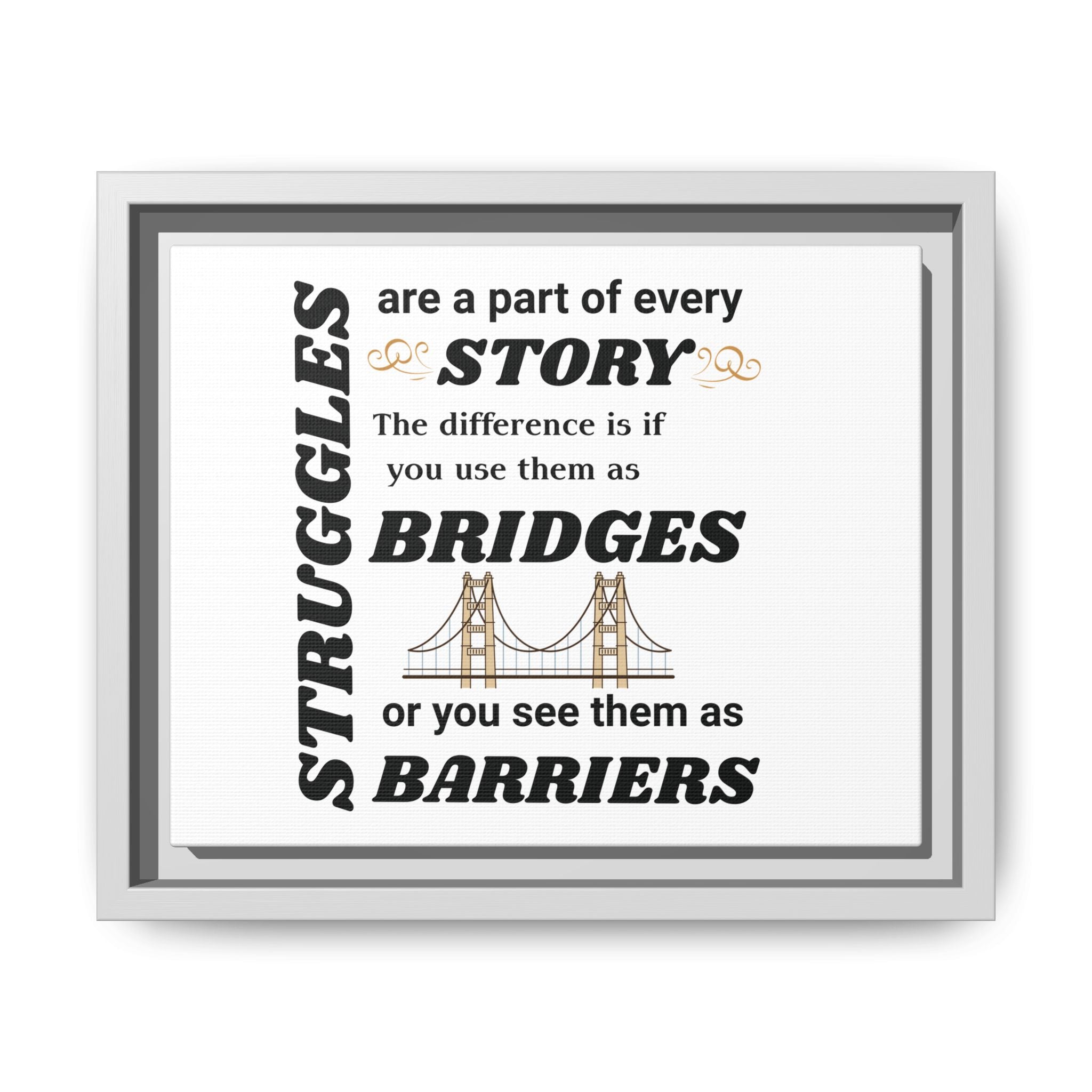 Motivational Framed Canvas — “Struggles Are a Part of Every Story” Wall Art