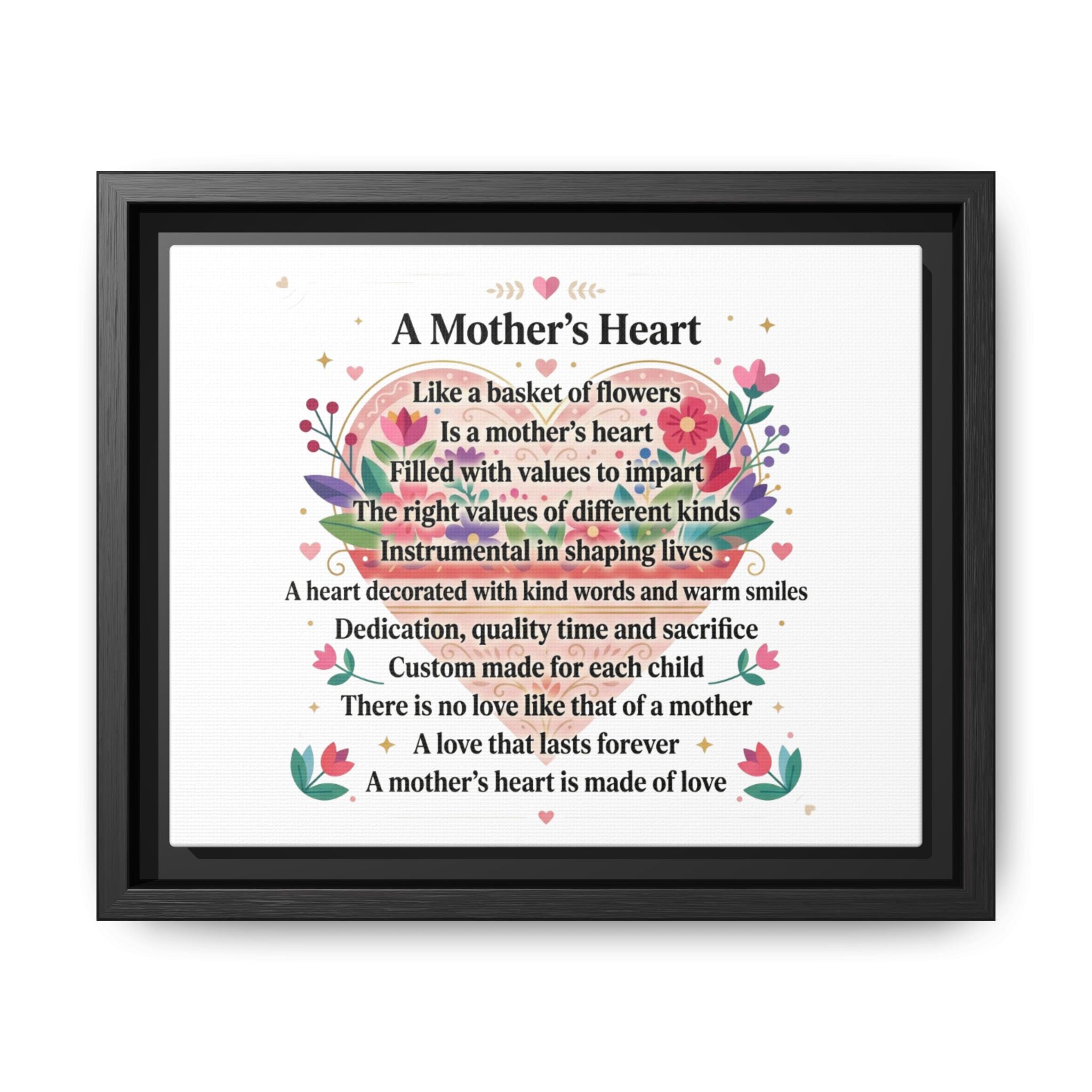 Mother's Heart Poem Framed Canvas — Mother's Day Wall Art, Home Decor
