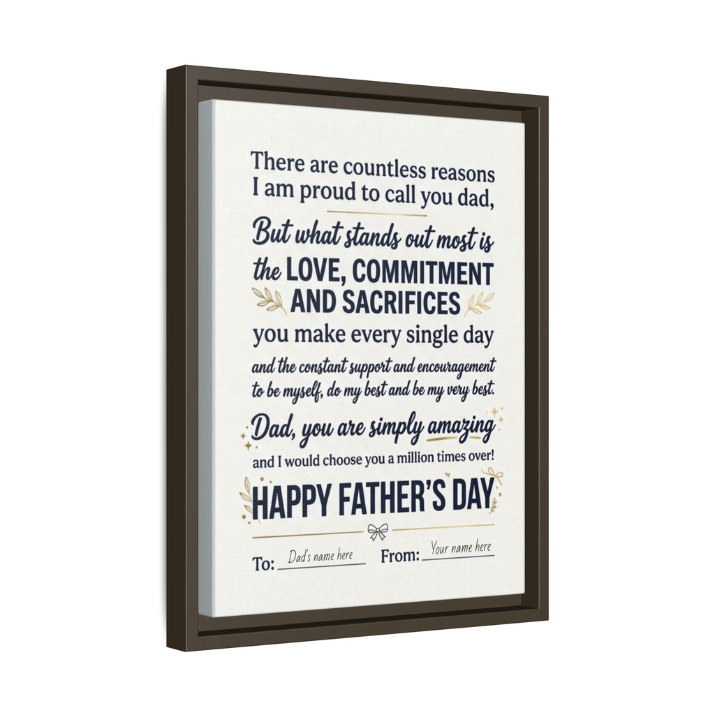 Father's Day Framed Canvas — Happy Father's Day Tribute Print (Personalize To/From)