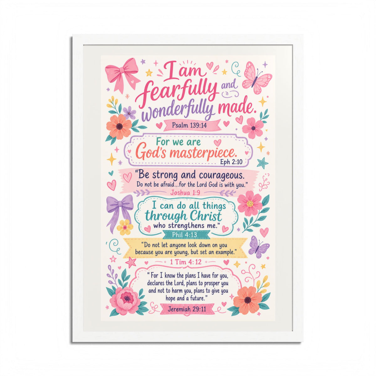 Christian Inspirational Framed Poster — Scripture Wall Art