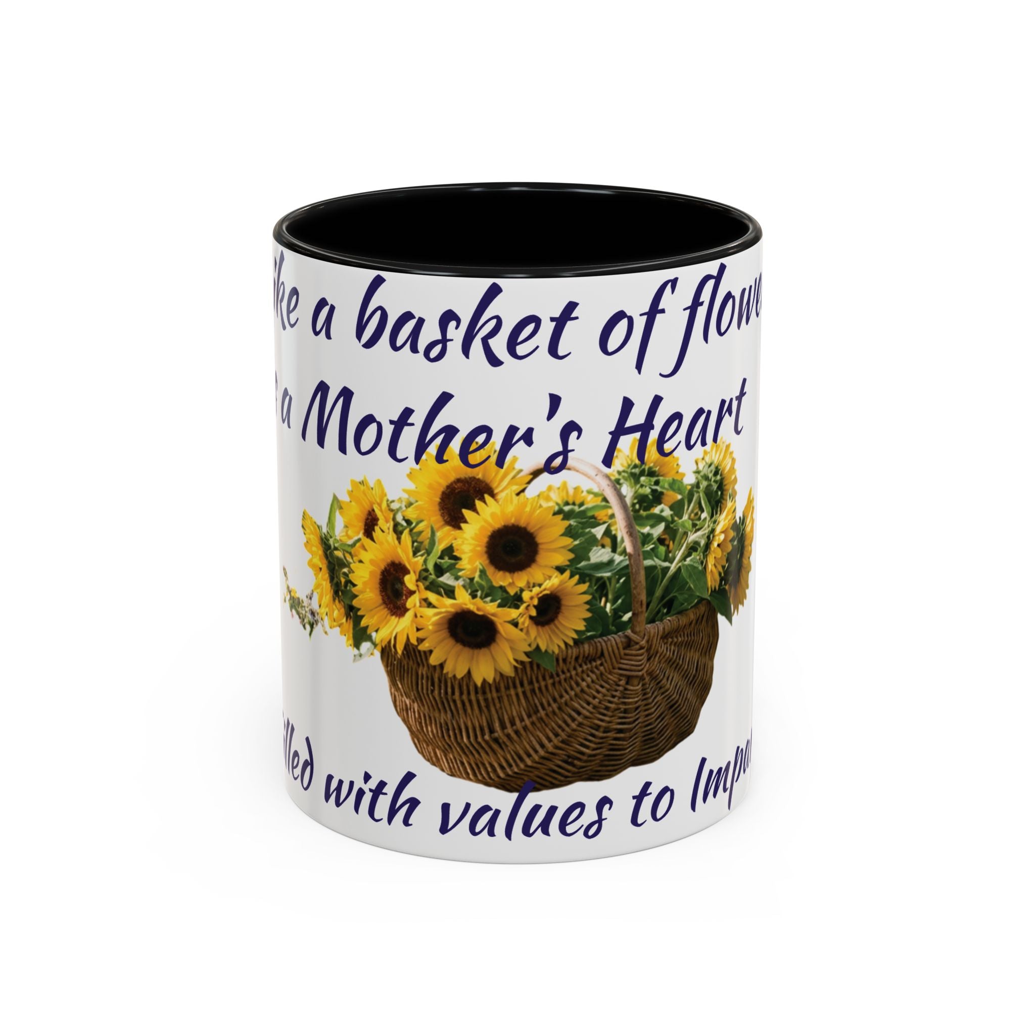 Basket of Sunflowers Mother's Heart Accent Mug — Floral Mother's Day Coffee Mug