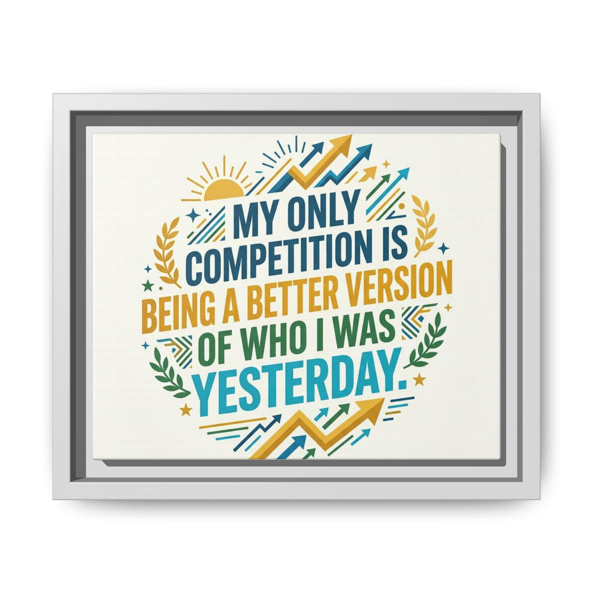 Framed Motivational Canvas - "My Only Competition Is Being a Better Version of Who I Was Yesterday"