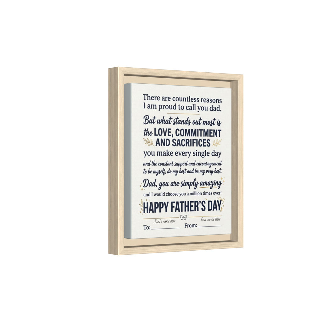 Father's Day Framed Canvas — Happy Father's Day Tribute Print (Personalize To/From)
