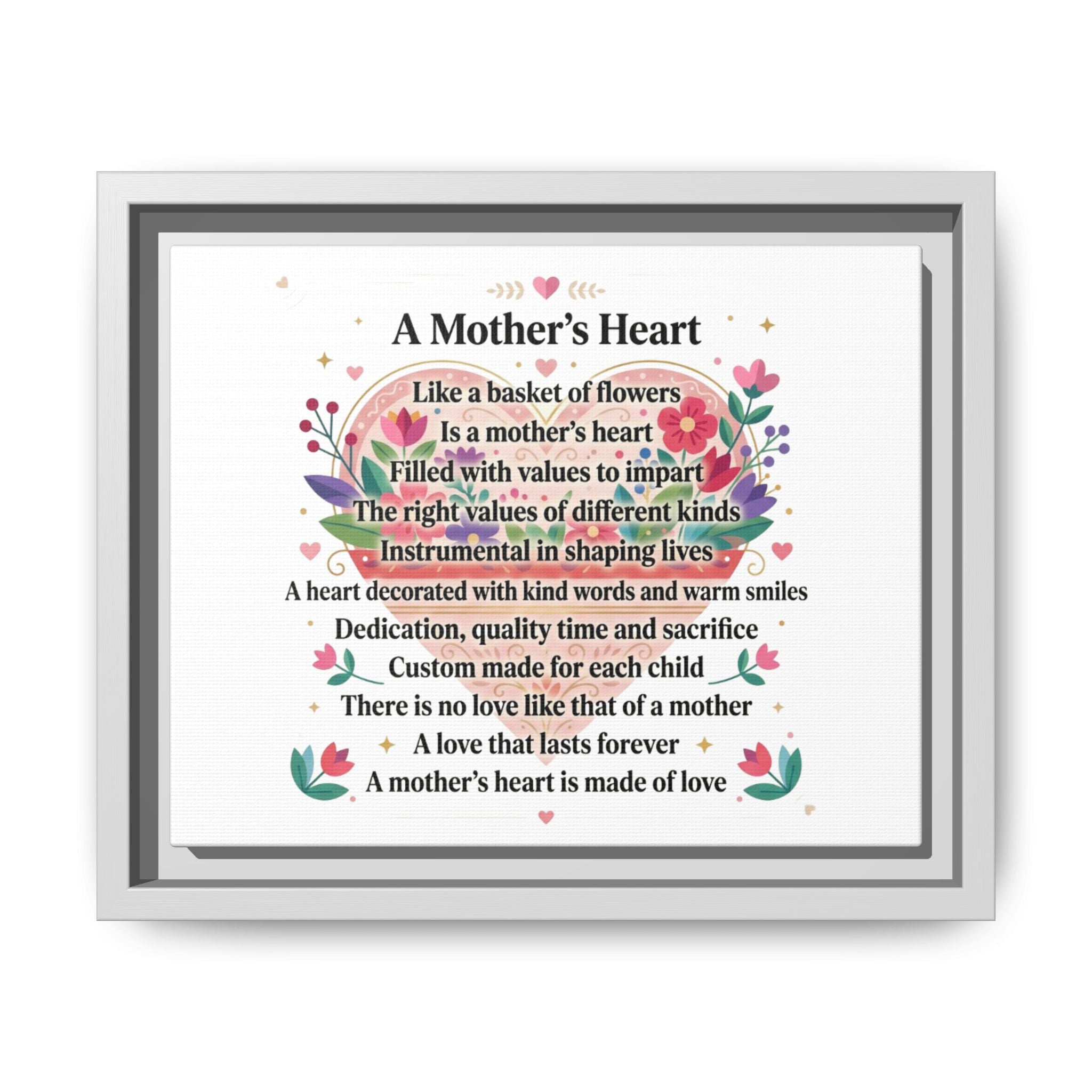 Mother's Heart Poem Framed Canvas — Mother's Day Wall Art, Home Decor