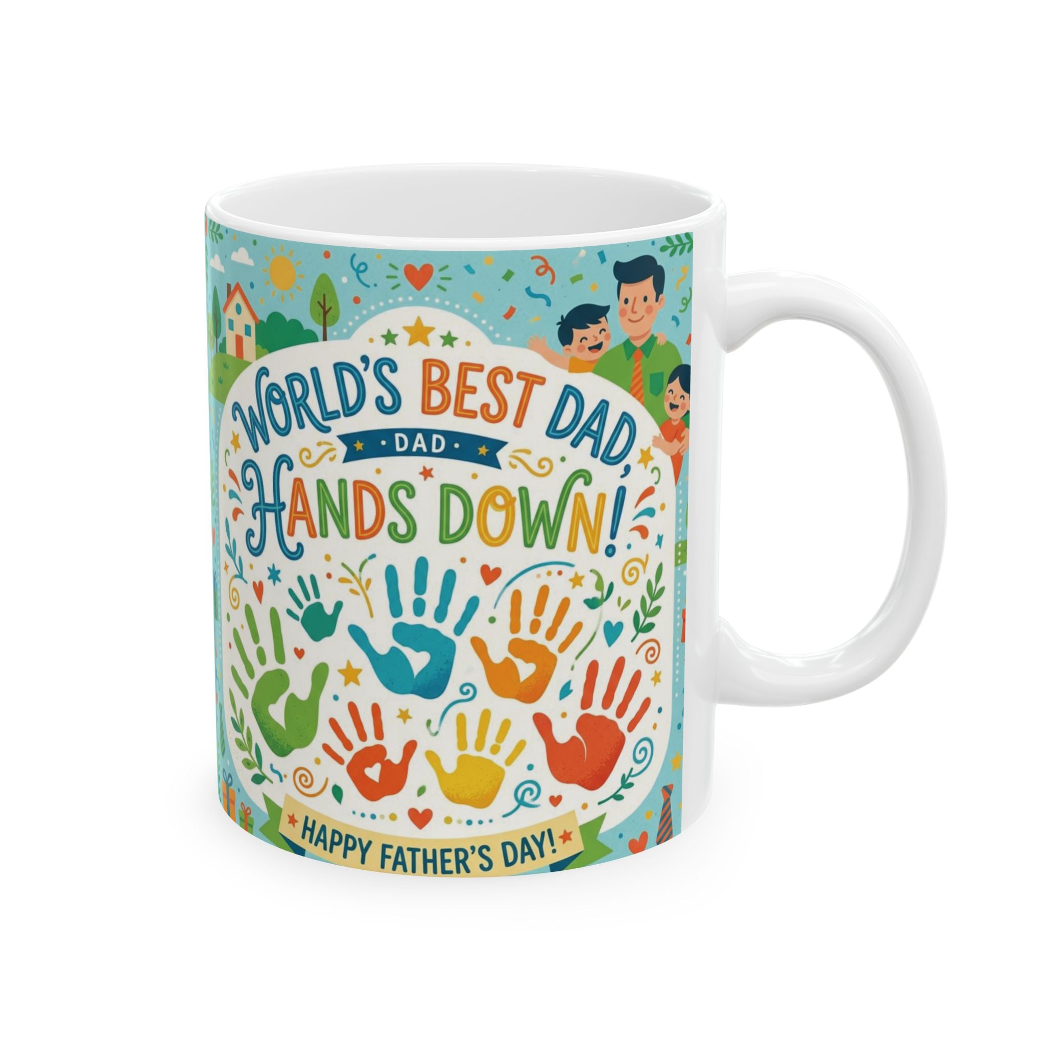 World's Best Dad 'Hands Down' Ceramic Mug — 11oz & 15oz
