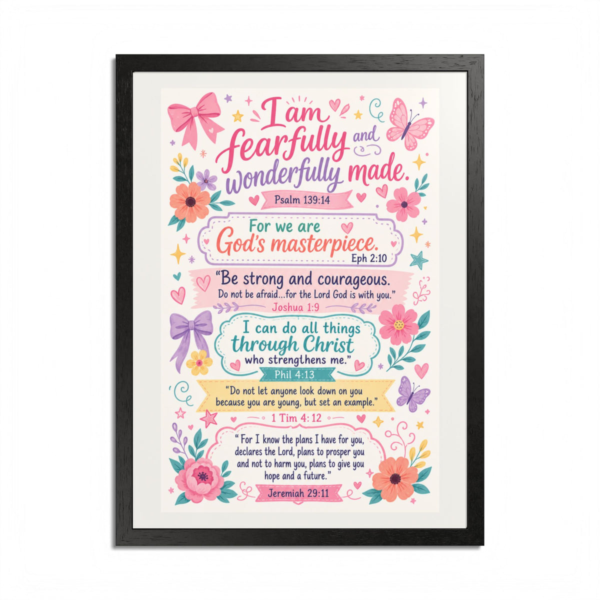 Christian Inspirational Framed Poster — Scripture Wall Art