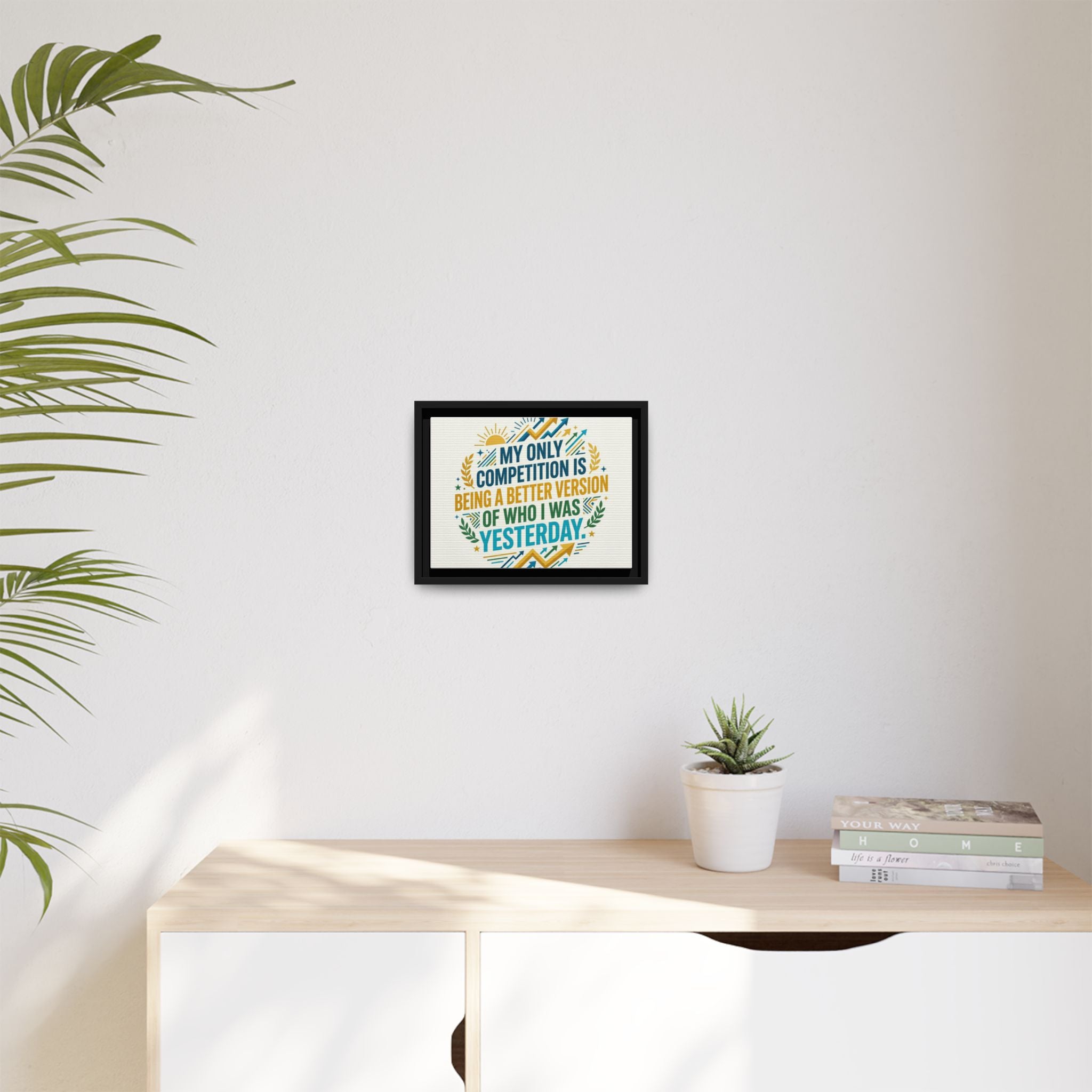 Framed Motivational Canvas - "My Only Competition Is Being a Better Version of Who I Was Yesterday"