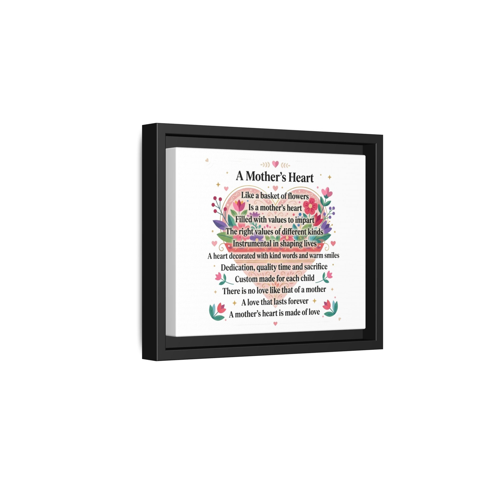 Mother's Heart Poem Framed Canvas — Mother's Day Wall Art, Home Decor