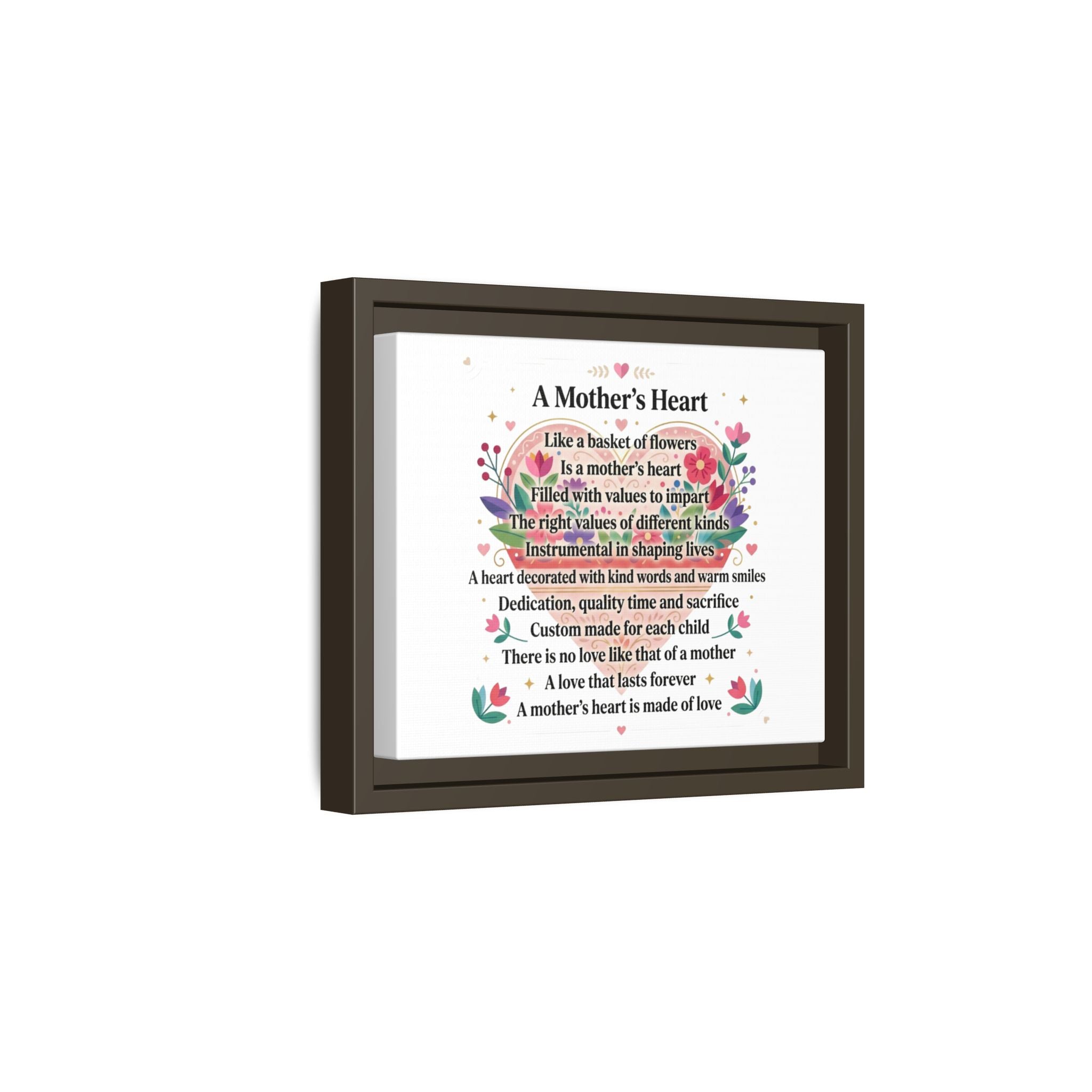 Mother's Heart Poem Framed Canvas — Mother's Day Wall Art, Home Decor