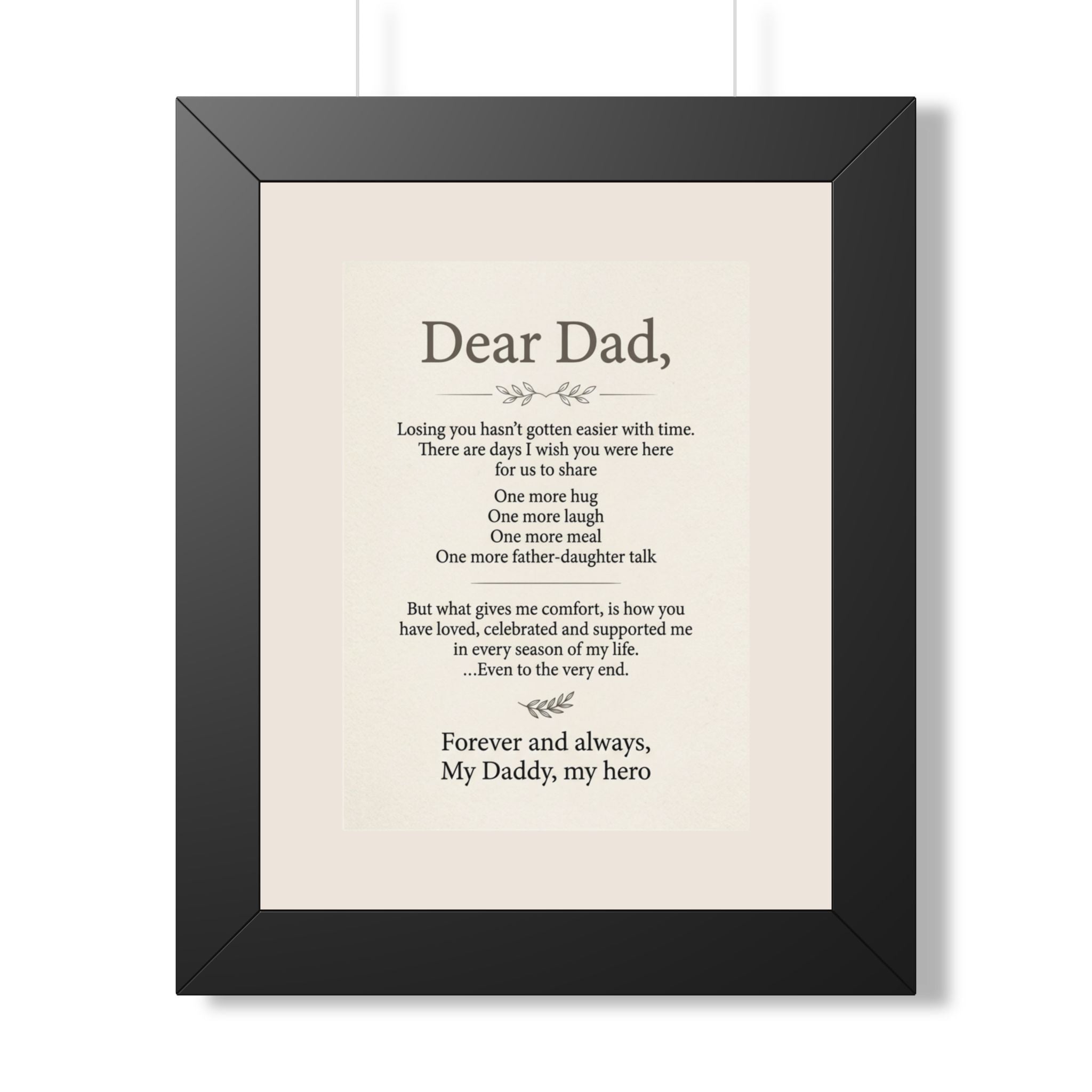 Dear Dad Memorial Framed Poster — Tribute Remembrance Wall Art