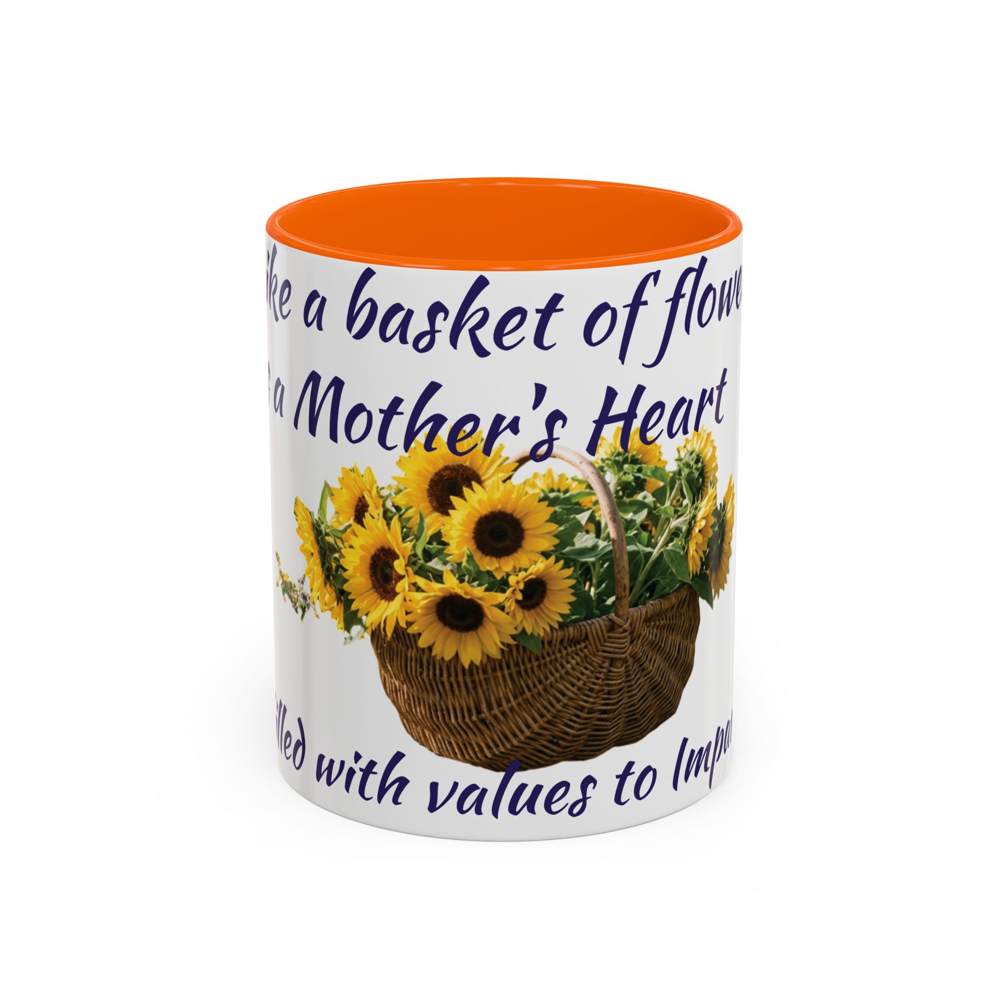 Basket of Sunflowers Mother's Heart Accent Mug — Floral Mother's Day Coffee Mug