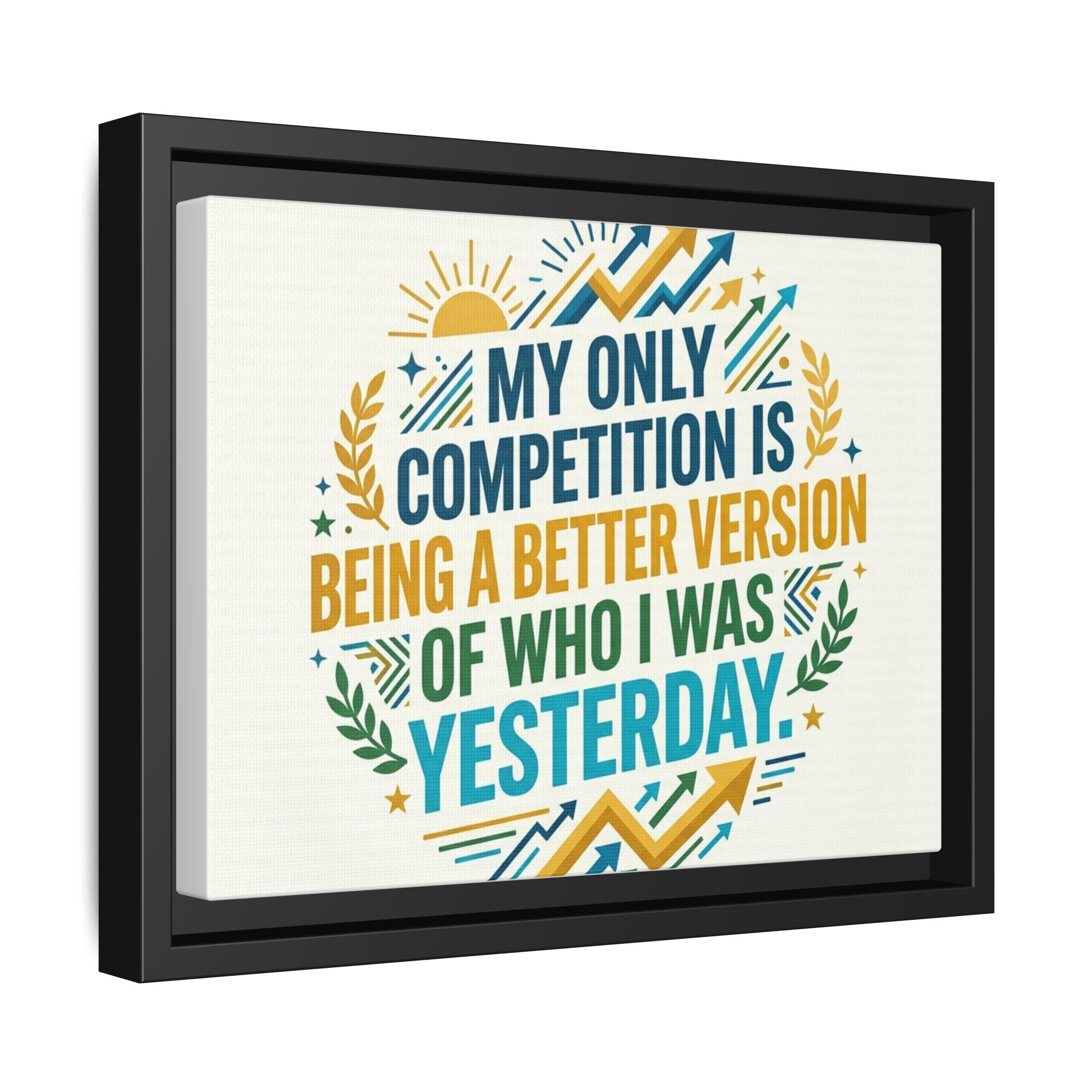 Framed Motivational Canvas - "My Only Competition Is Being a Better Version of Who I Was Yesterday"