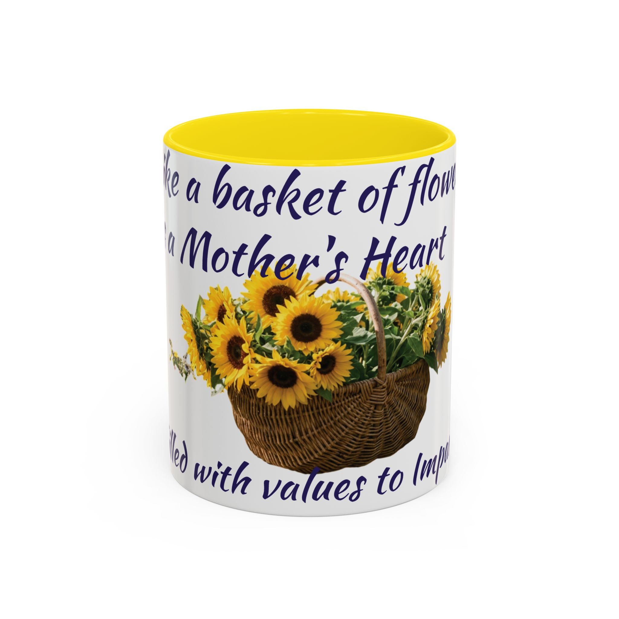 Basket of Sunflowers Mother's Heart Accent Mug — Floral Mother's Day Coffee Mug