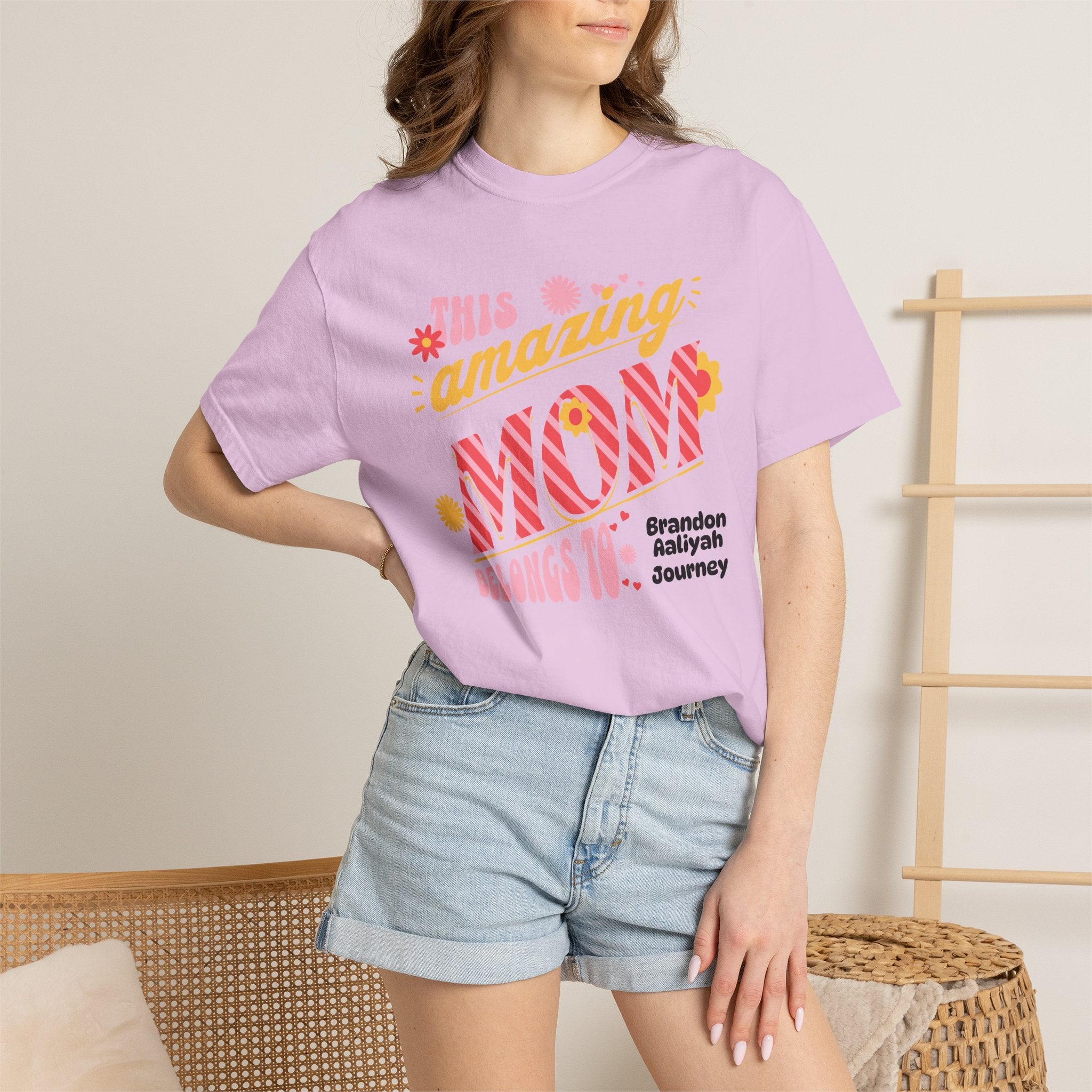 Personalized "This Amazing Mom Belongs To" T-Shirt — Custom Kids' Names (Mother's Day Gift)