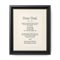 Dear Dad Framed Canvas Memorial Print- Remembrance Tribute