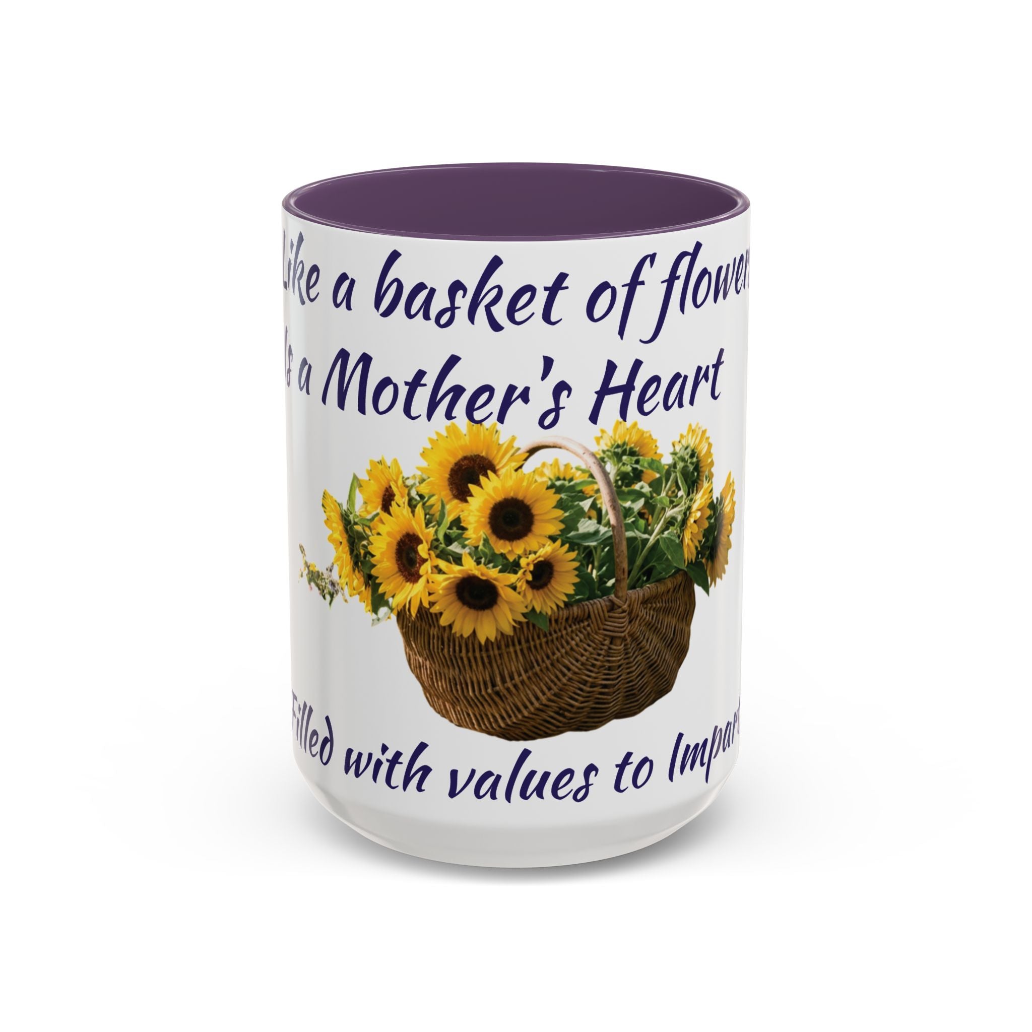 Basket of Sunflowers Mother's Heart Accent Mug — Floral Mother's Day Coffee Mug