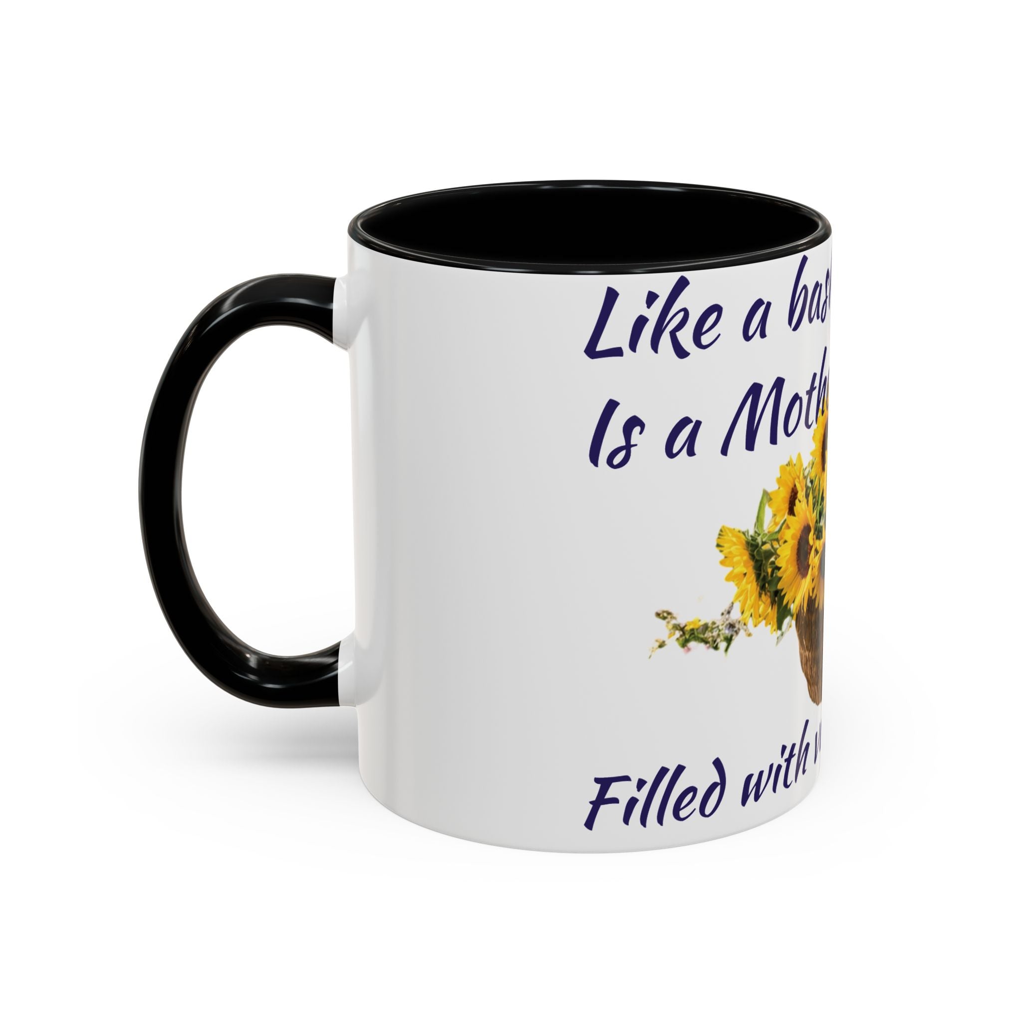Basket of Sunflowers Mother's Heart Accent Mug — Floral Mother's Day Coffee Mug